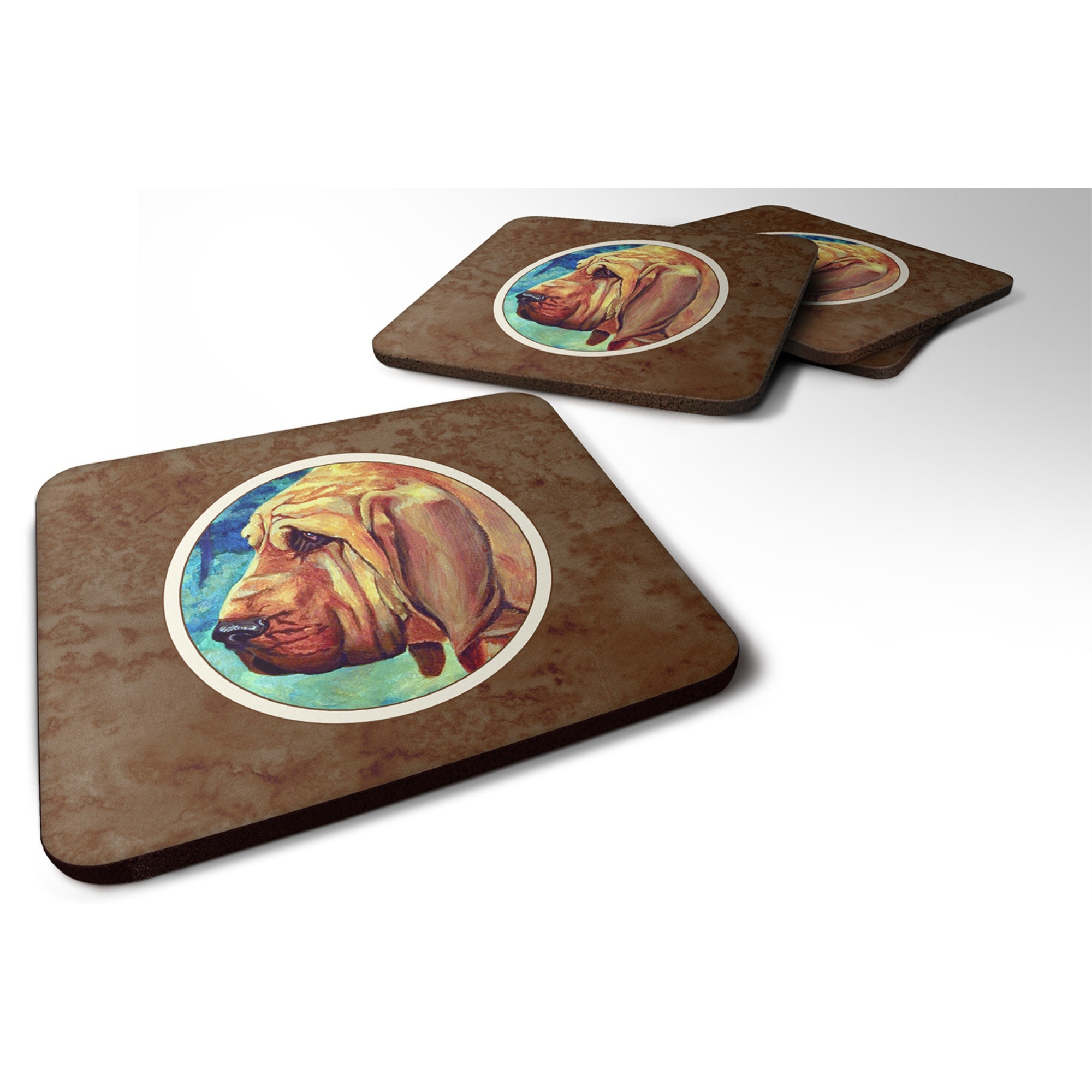 &quotCaroline's Treasures 7013FC Bloodhound Foam Coasters (Set of 4), 3.5"", Multicolor"