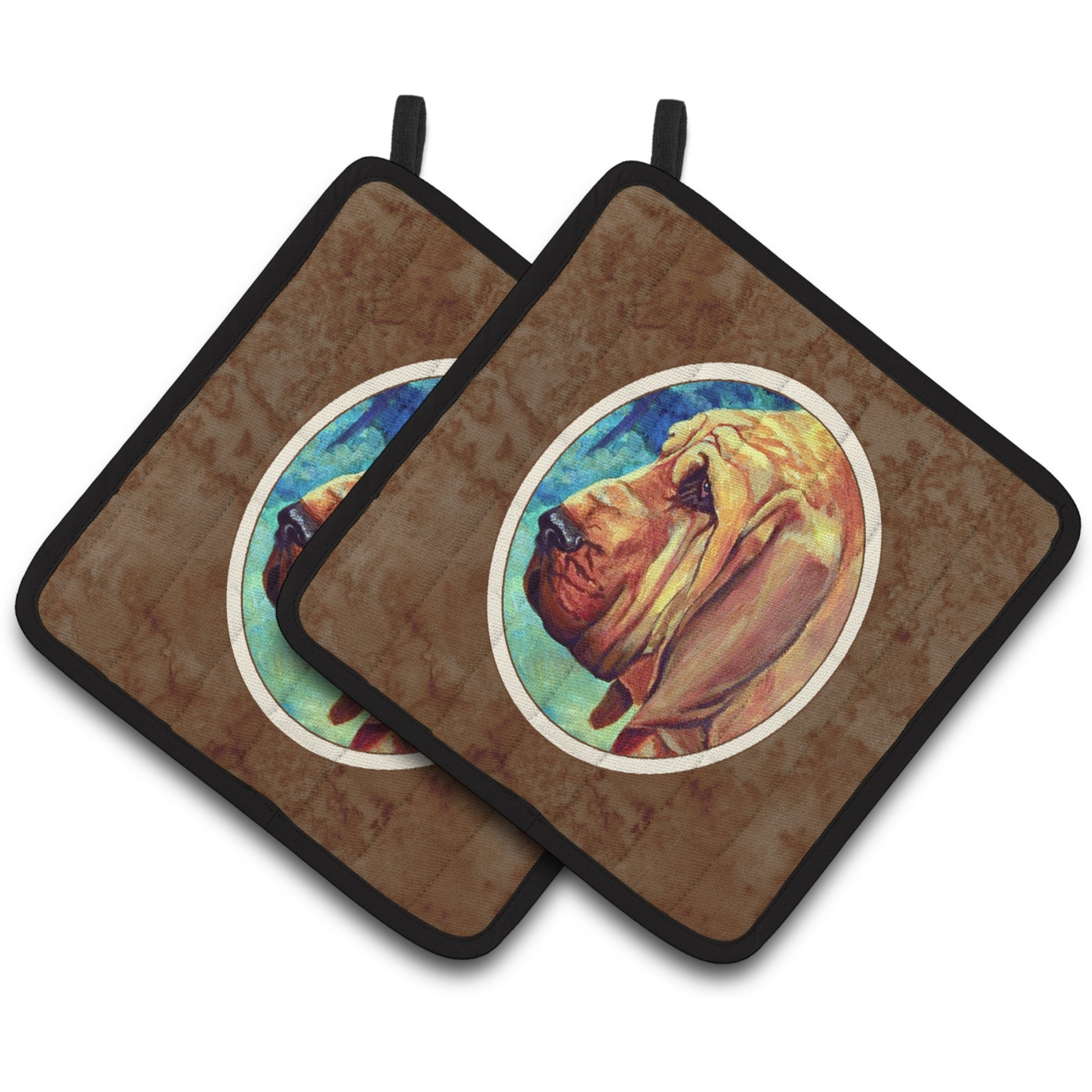 &quotCaroline's Treasures Bloodhound Pair of Pot Holders 7013PTHD, 7.5HX7.5W, Multicolor"