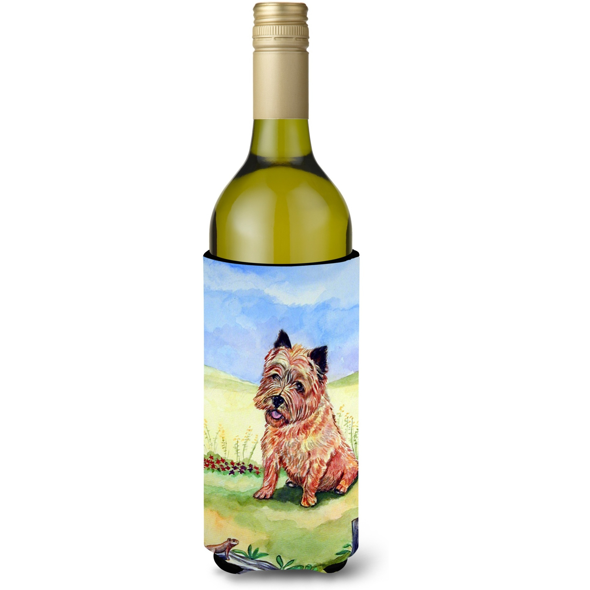 Cairn Terrier and the Chipmunk Wine Bottle Beverage Insulator Beverage Insulator Hugger
