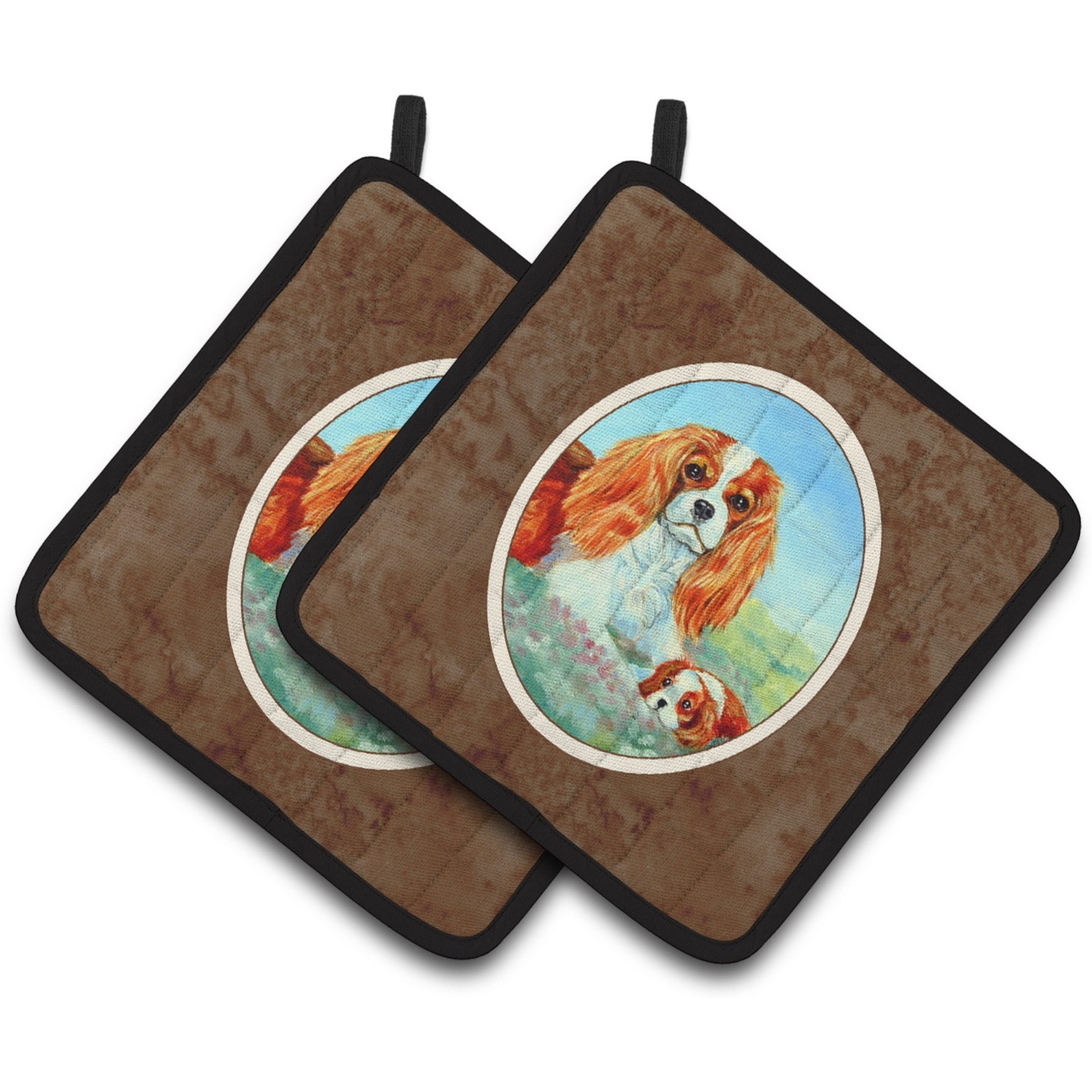 &quotCaroline's Treasures Cavalier Spaniel Momma's Love Pair of Pot Holders 7019PTHD, 7.5HX7.5W, Multicolor"
