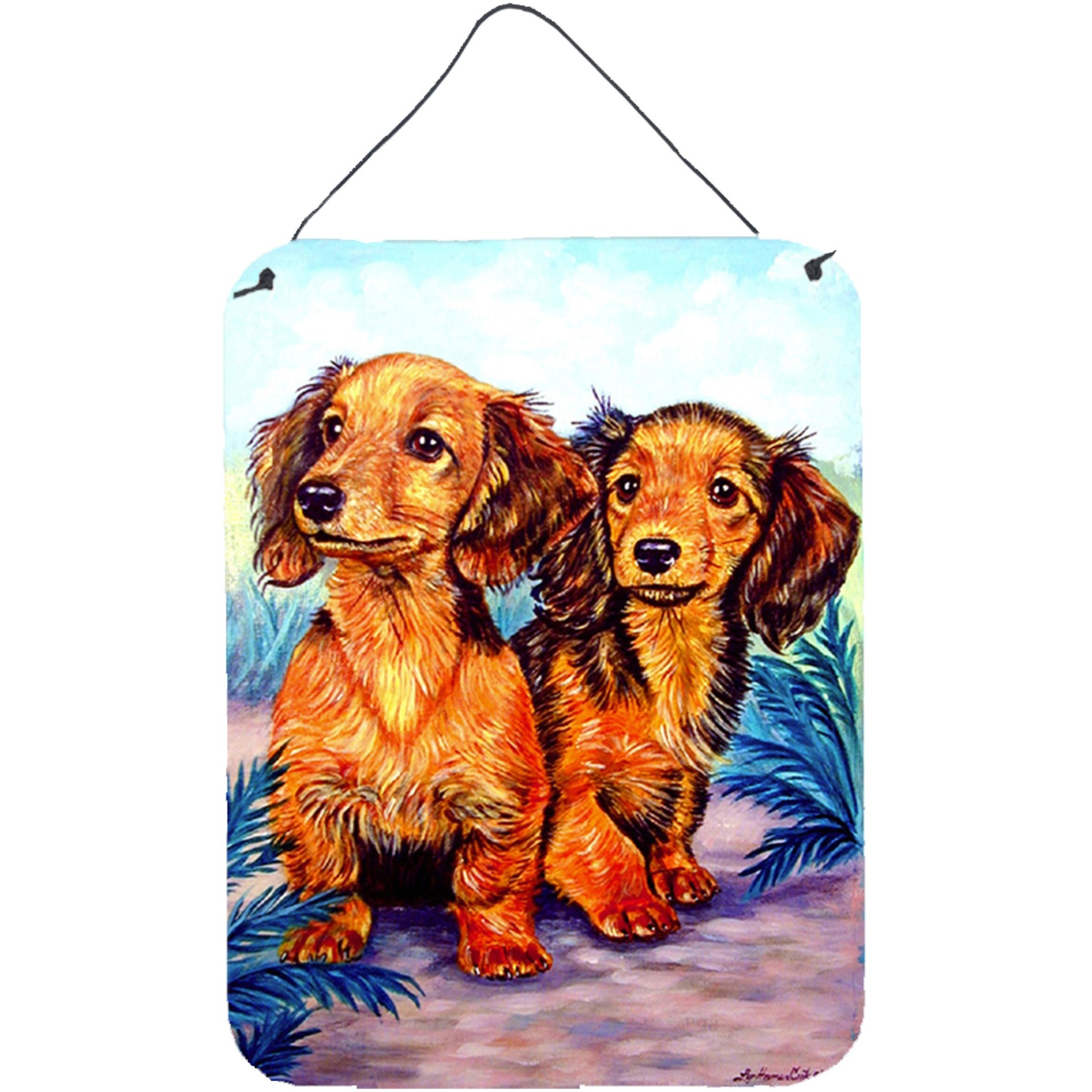 &quotCaroline's Treasures Long Hair Red Dachshund Aluminium Metal Wall or Door Hanging Prints, 16"" x 12"", Multicolor"