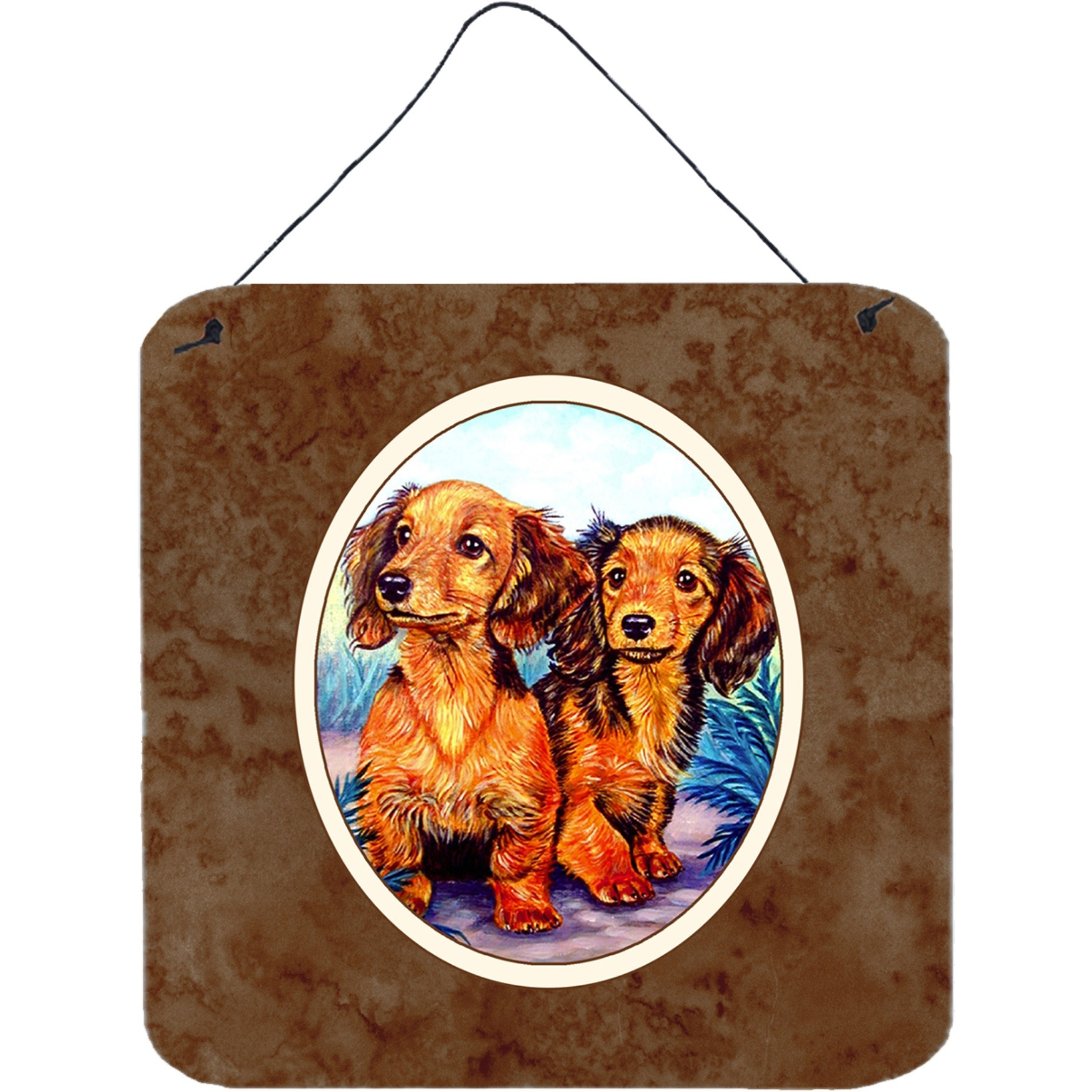 &quotCaroline's Treasures Long Hair Red Dachshund Two Peas Wall or Door Hanging Prints 7022DS66, 6HX6W, Multicolor"