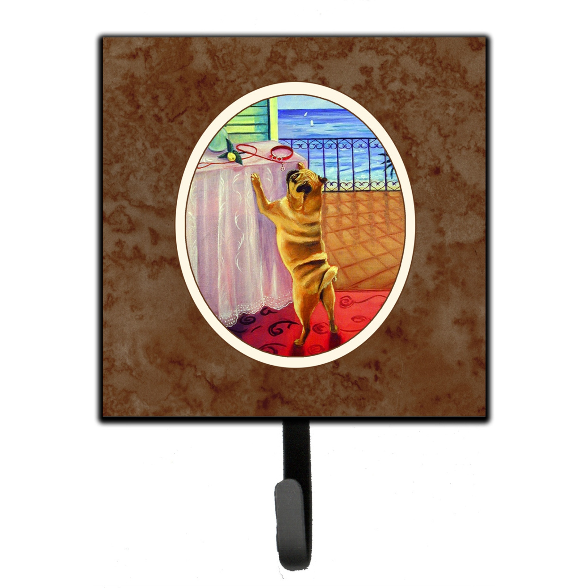 &quotCaroline's Treasures Helping Himself Fawn Pug Leash or Key Holder 7027SH4, Small, Multicolor"