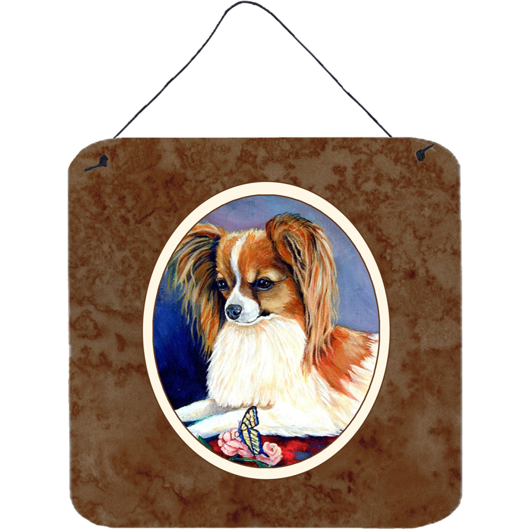 &quotCaroline's Treasures Papillon Rose and Butterfly Wall or Door Hanging Prints 7038DS66, 6"" x 6"", Multicolor"
