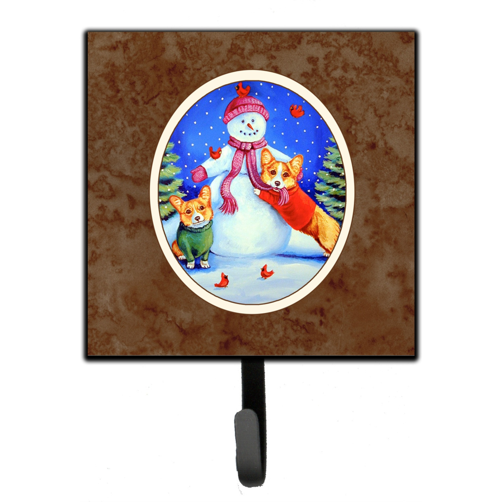 &quotCaroline's Treasures Snowman with Corgi Leash or Key Holder 7048SH4, Small, Multicolor"