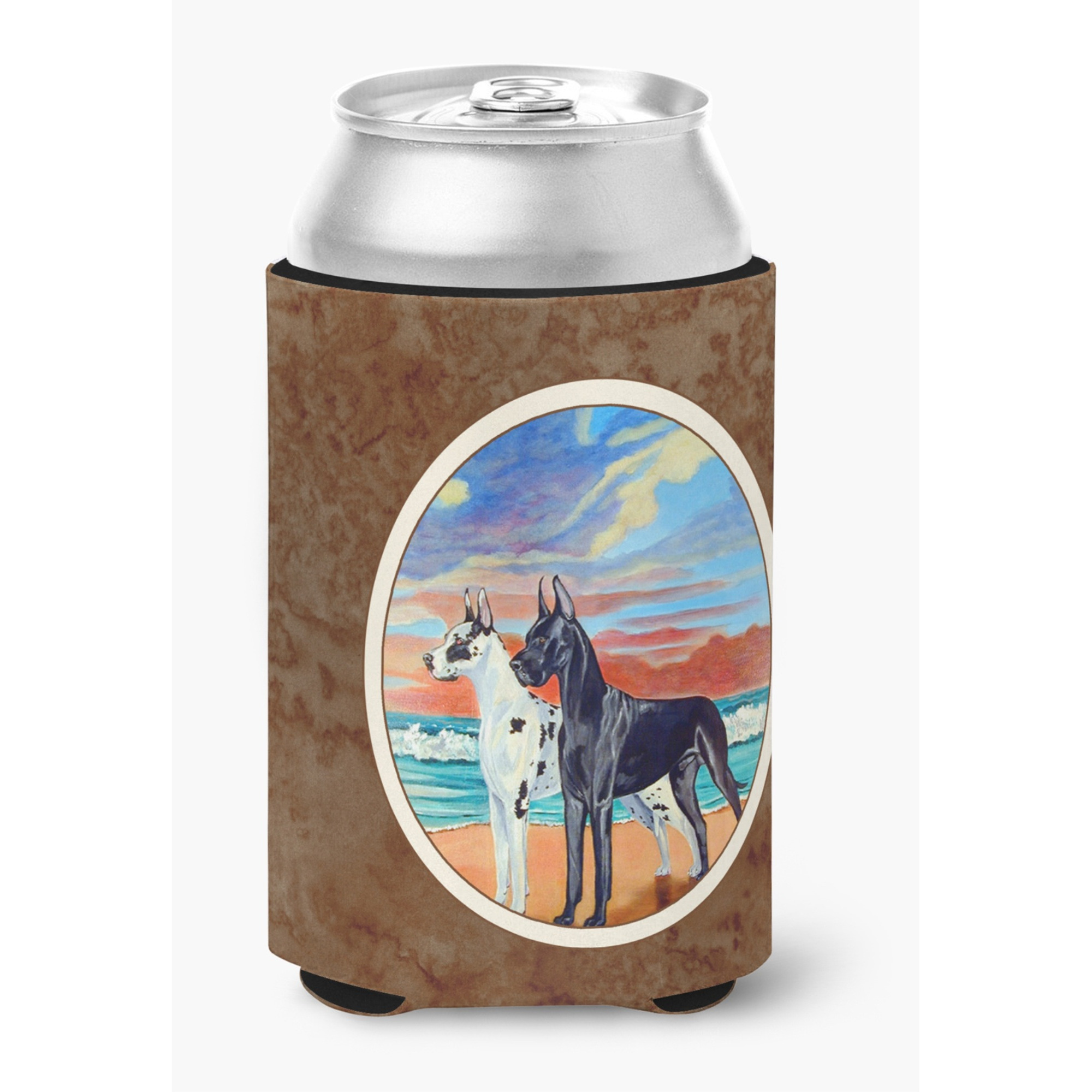 &quotCaroline's Treasures 7051CC At Sunset Great Dane Harlequin And Black Can Or Bottle Hugger, Multicolor"