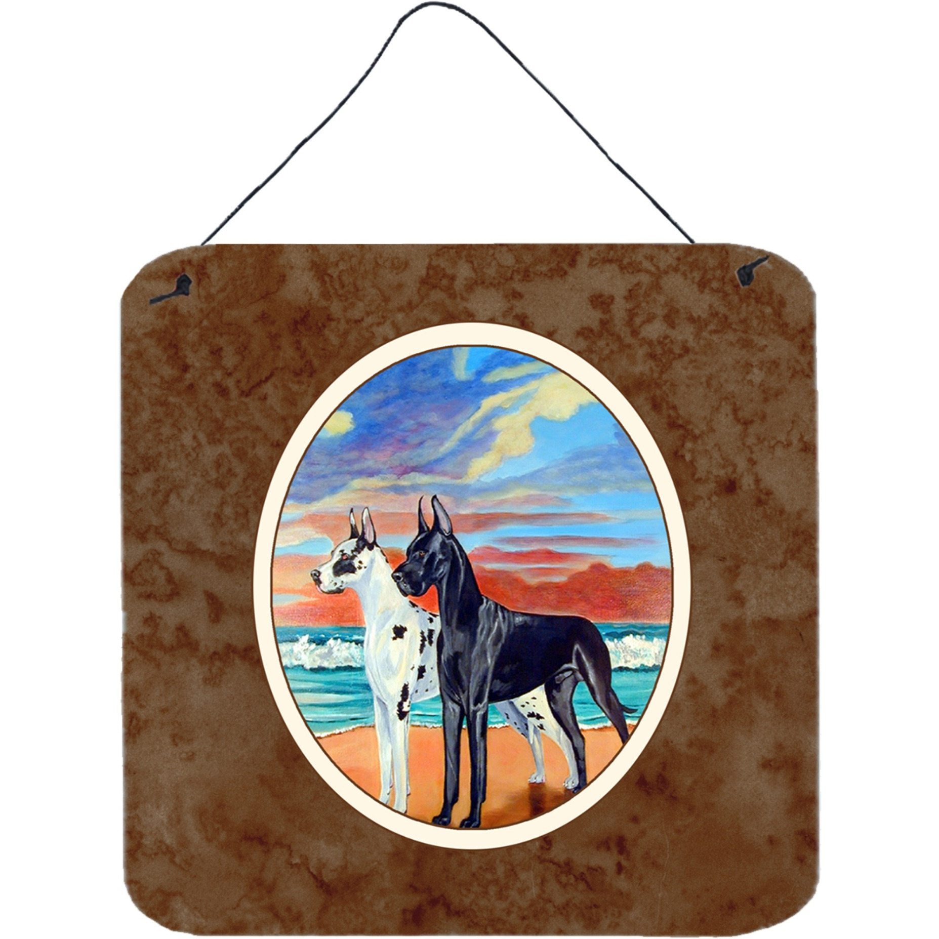 &quotCaroline's Treasures sunset Dane Harlequin and Black Wall or Door Hanging Prints 7051DS66, 6"" x 6"", Multicolor"