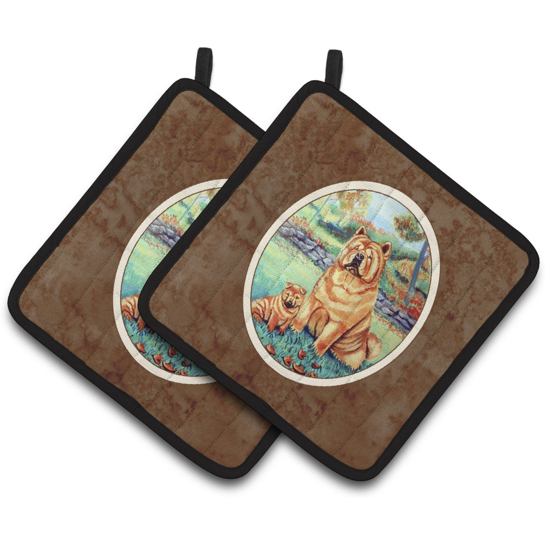 &quotCaroline's Treasures Chow Momma's Love Pair of Pot Holders 7057PTHD, 7.5HX7.5W, Multicolor"