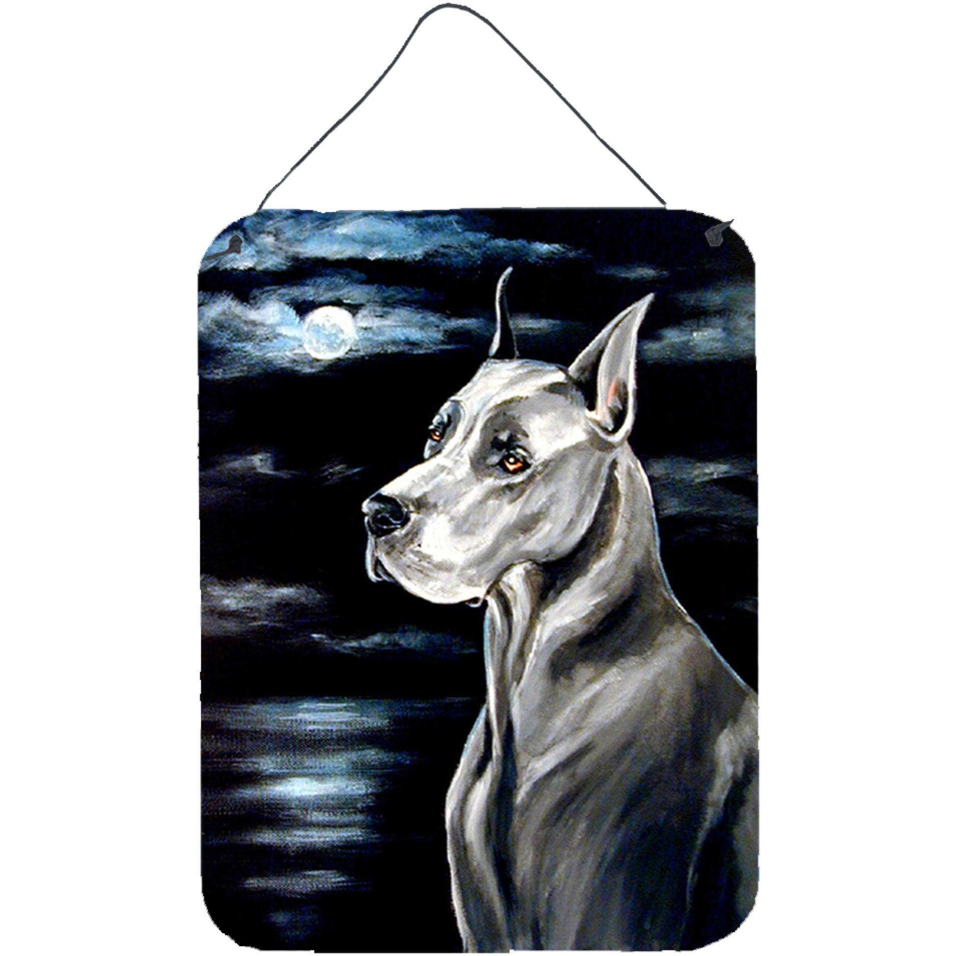 &quotCaroline's Treasures Great Dane in the Moonlight Aluminium Metal Wall or Door Hanging Prints, 16"" x 12"", Multicolor"