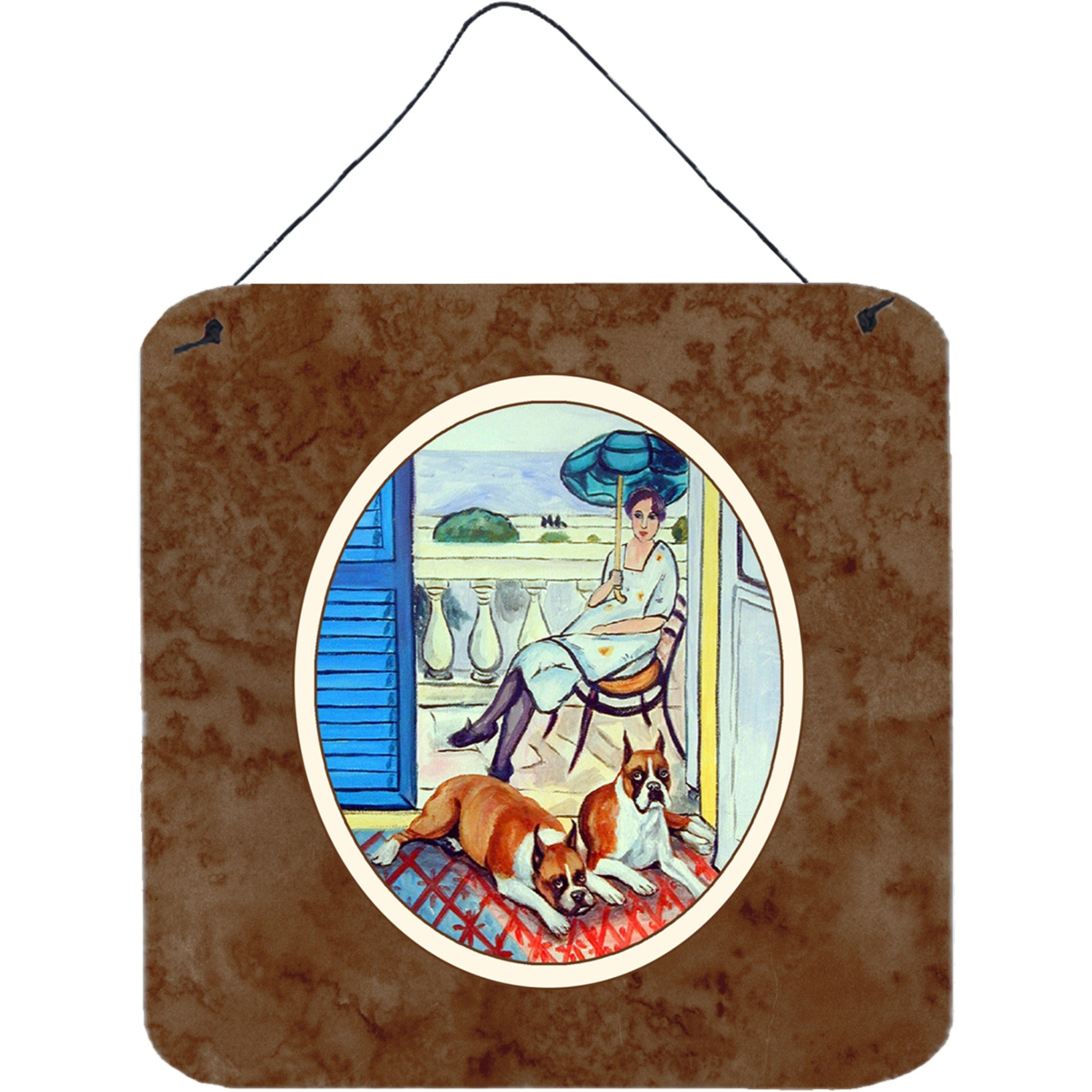 &quotCaroline's Treasures Lady with her Boxer Wall or Door Hanging Prints 7068DS66, 6HX6W, Multicolor"