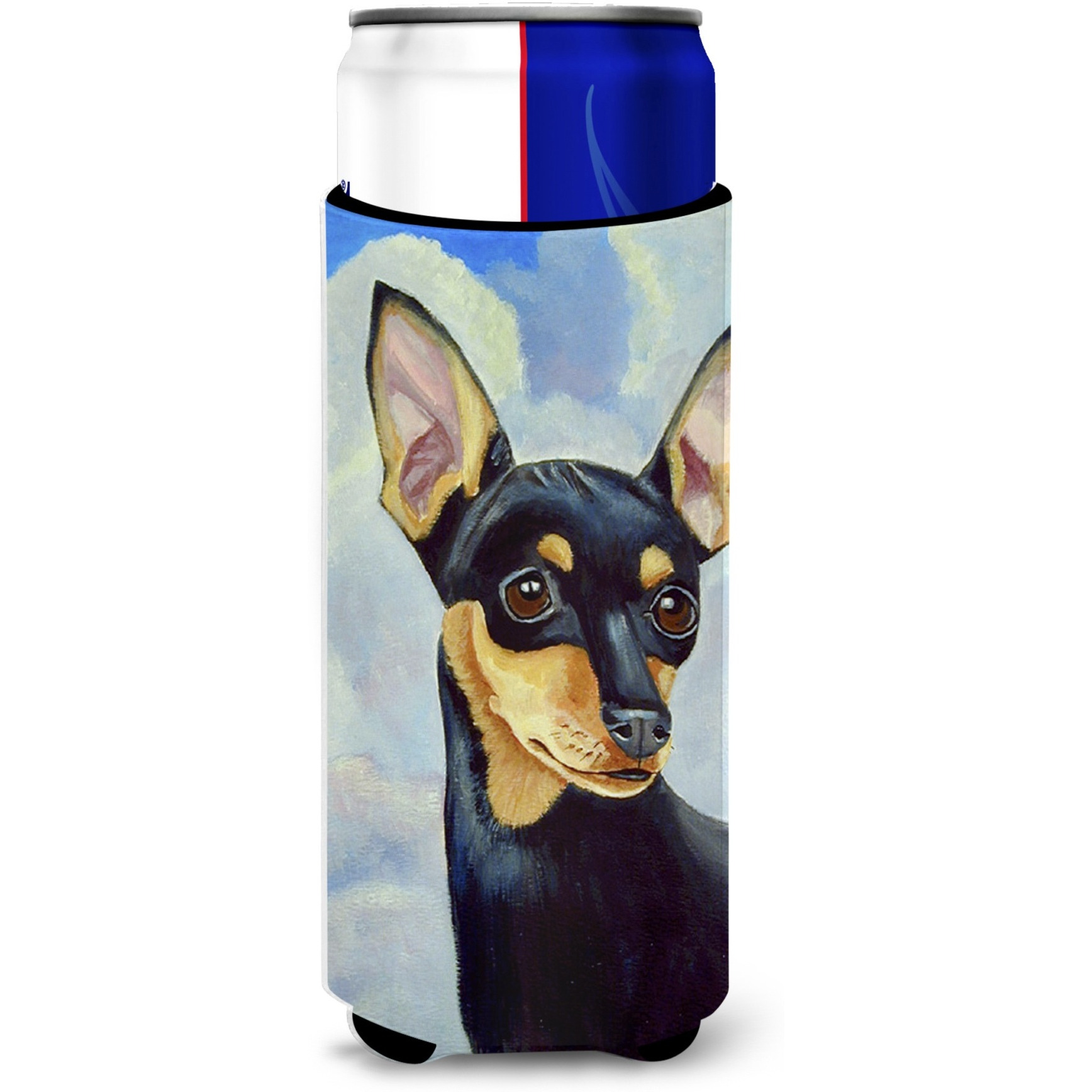 Min Pin Black and Tan Ultra Beverage Insulators for slim cans 7073MUK