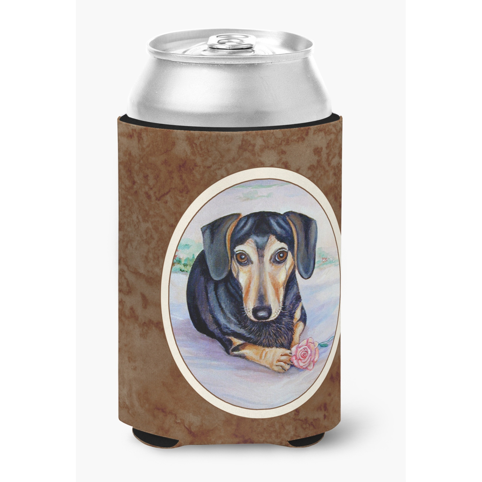 &quotCaroline's Treasures 7076CC Black And Cream Dachshund Can Or Bottle Hugger, Multicolor"