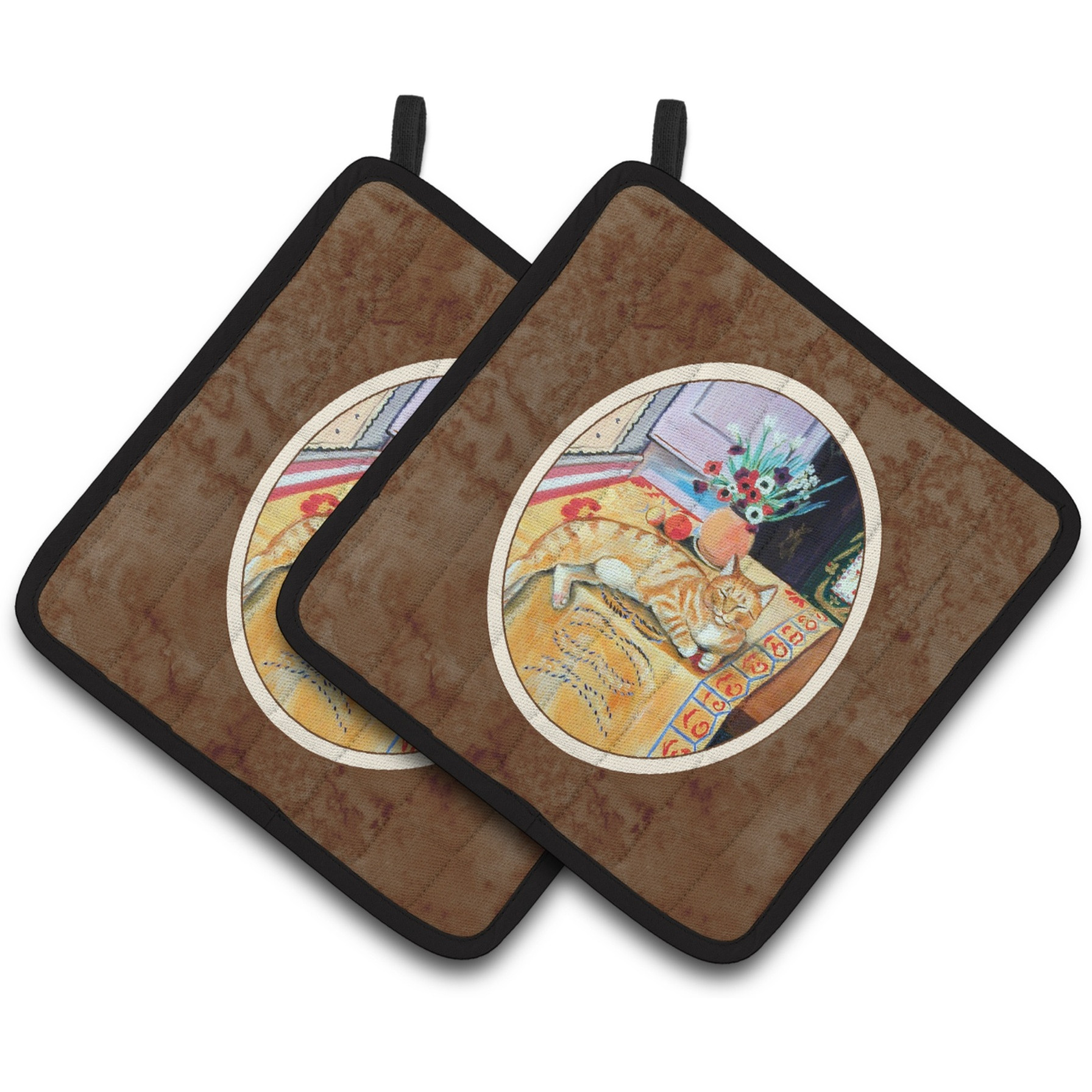 &quotCaroline's Treasures Cat Pair of Pot Holders 7079PTHD, 7.5HX7.5W, Multicolor"