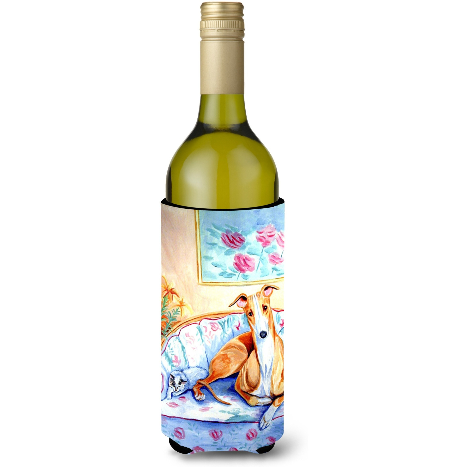 Whippet Waiting on you Wine Bottle Beverage Insulator Beverage Insulator Hugger