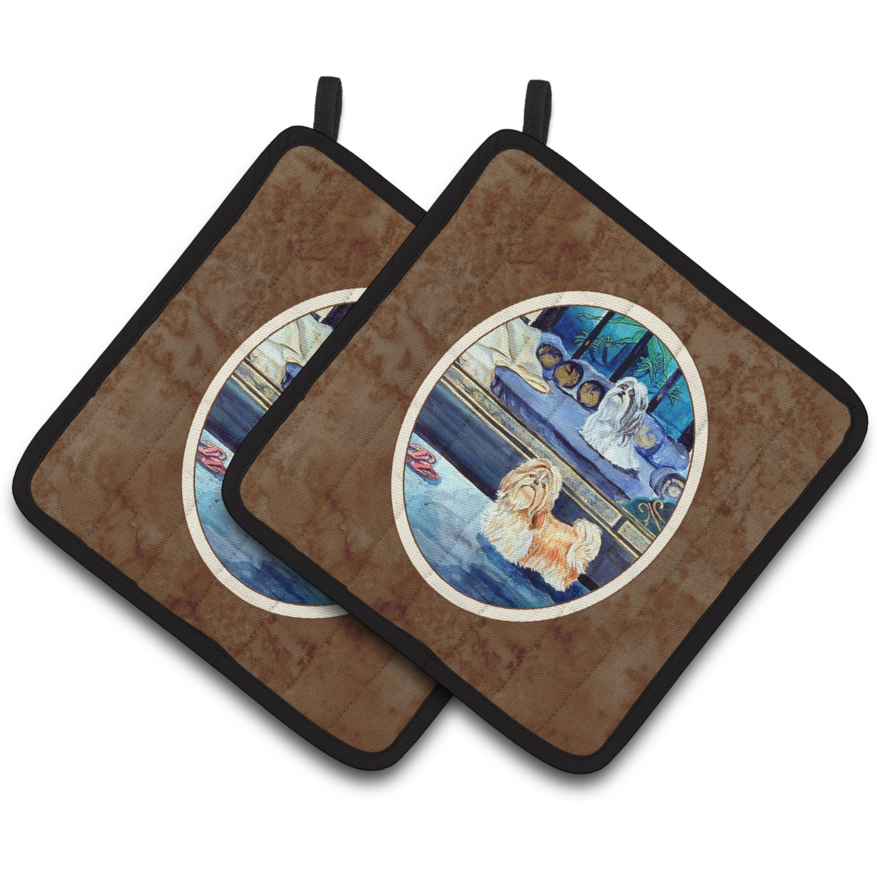 &quotCaroline's Treasures Shih Tzu double Trouble Pair of Pot Holders 7082PTHD, 7.5HX7.5W, Multicolor"