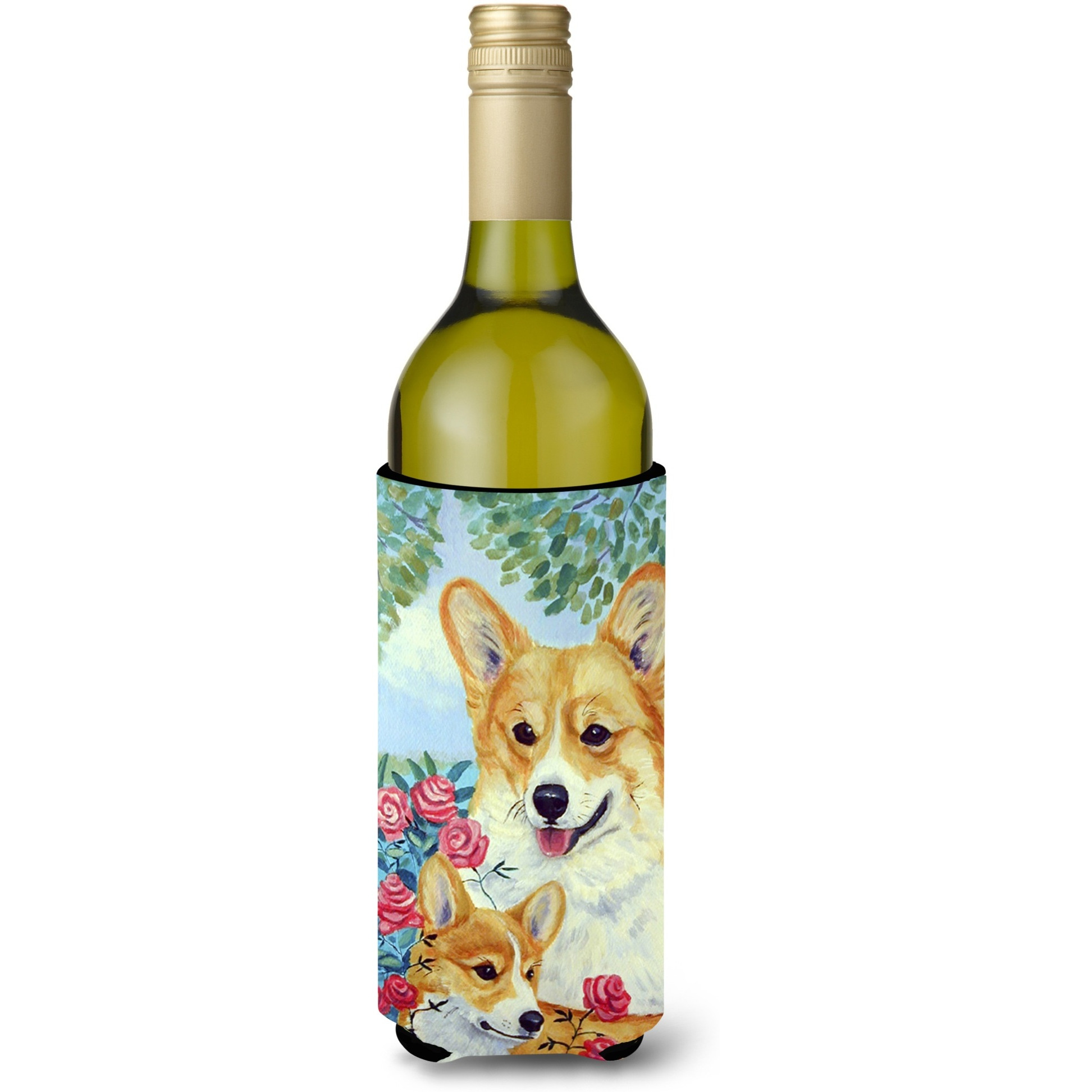 Corgi Momma loves Roses Wine Bottle Beverage Insulator Beverage Insulator Hugger