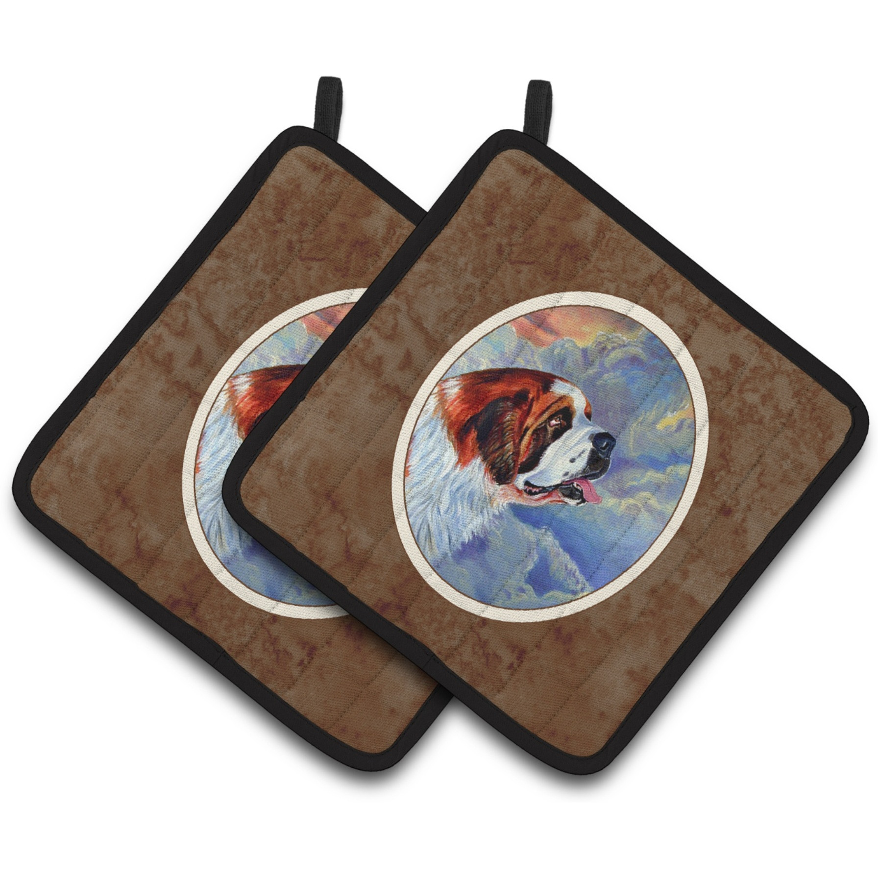 &quotCaroline's Treasures Saint Bernard Loyalty Pair of Pot Holders 7085PTHD, 7.5HX7.5W, Multicolor"