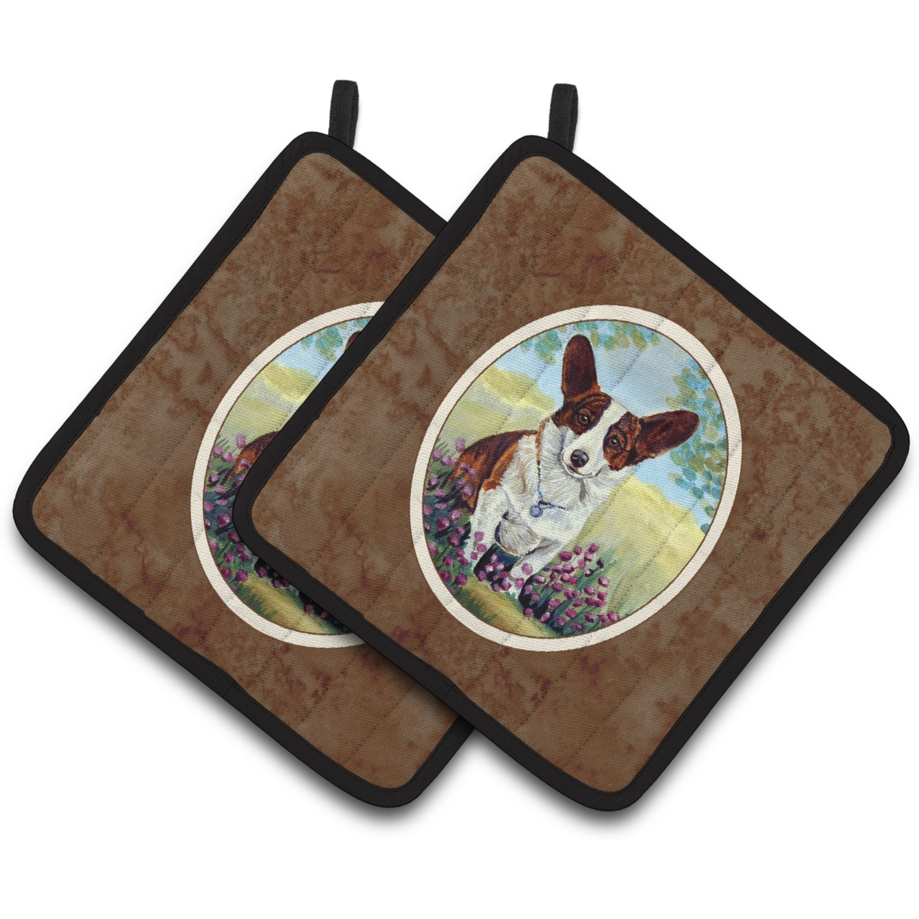 &quotCaroline's Treasures Cardigan Corgi Pair of Pot Holders 7088PTHD, 7.5HX7.5W, Multicolor"