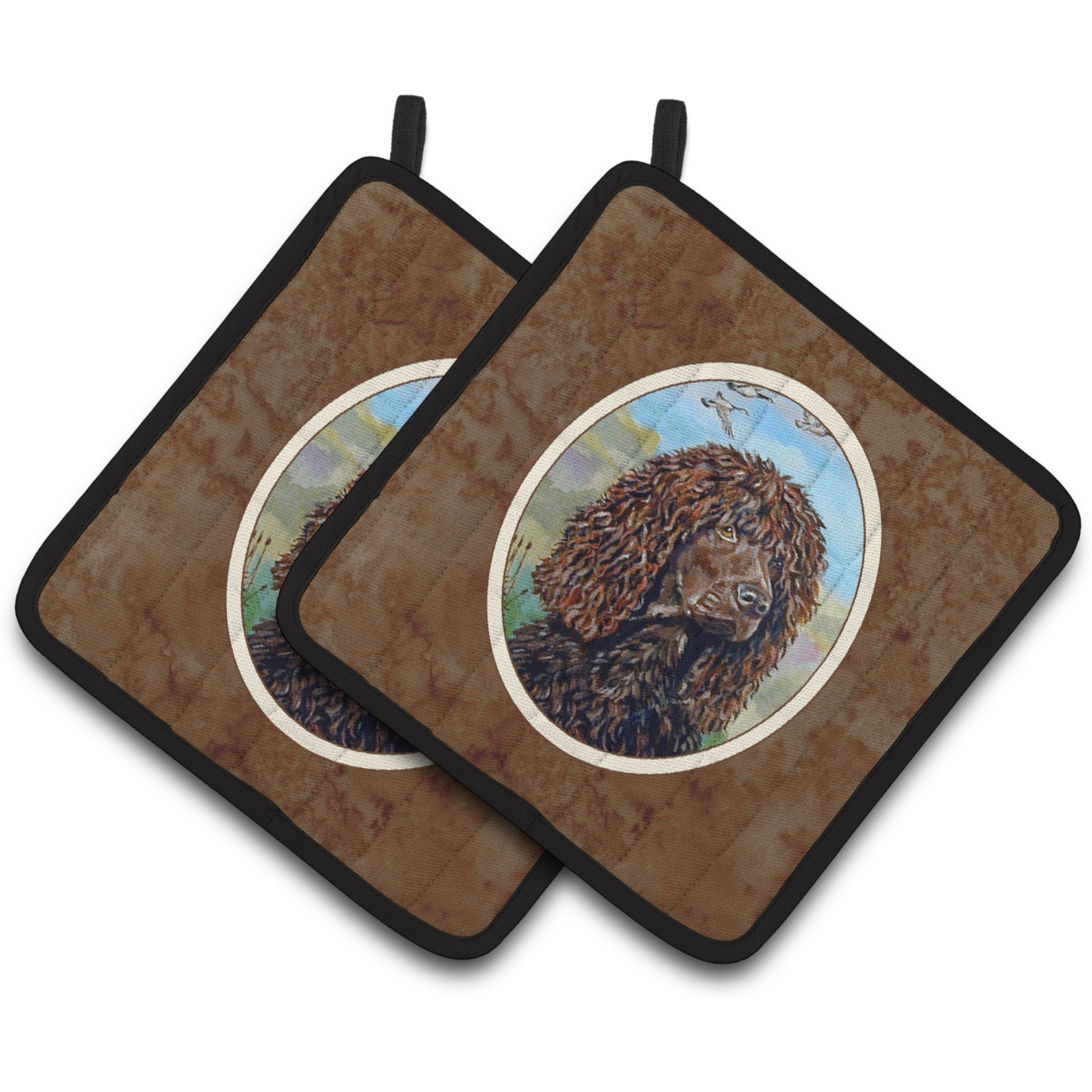&quotCaroline's Treasures Irish Water Spaniel Pair of Pot Holders 7089PTHD, 7.5HX7.5W, Multicolor"
