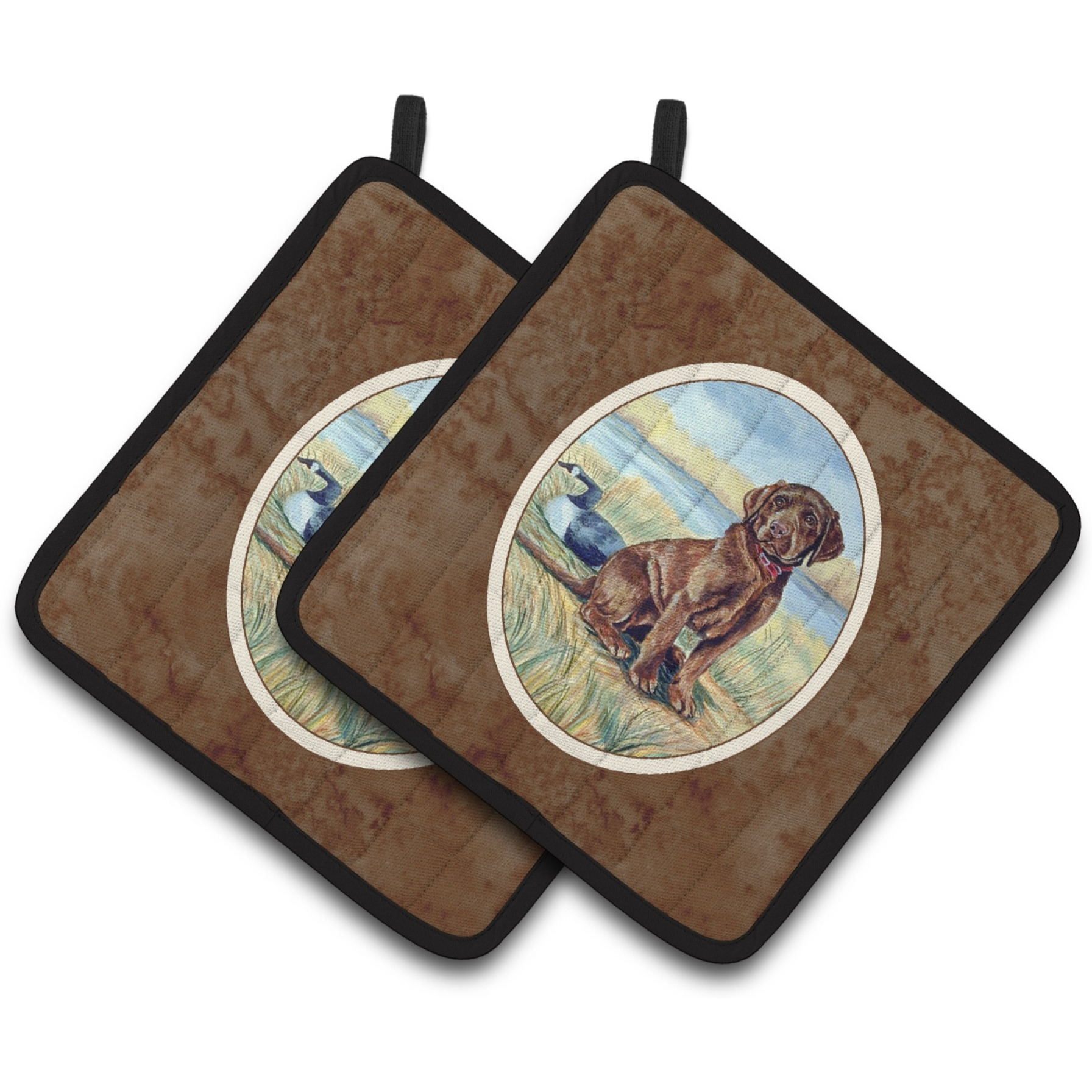 &quotCaroline's Treasures Chocolate Labrador Puppy Pair of Pot Holders 7090PTHD, 7.5HX7.5W, Multicolor"