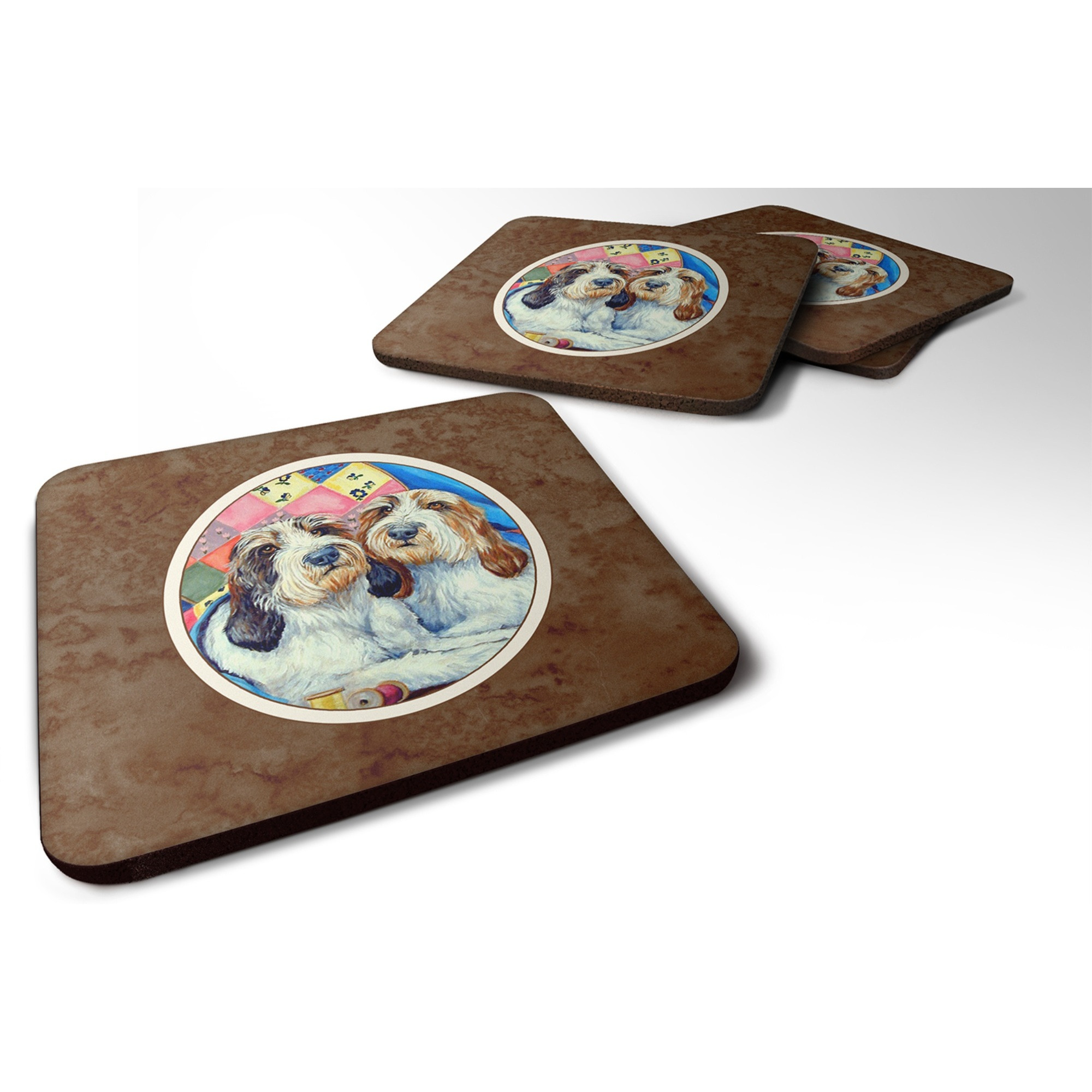 &quotCaroline's Treasures 7095FC Petit Basset Griffon Vendeen Foam Coasters (Set of 4), 3.5"", Multicolor"