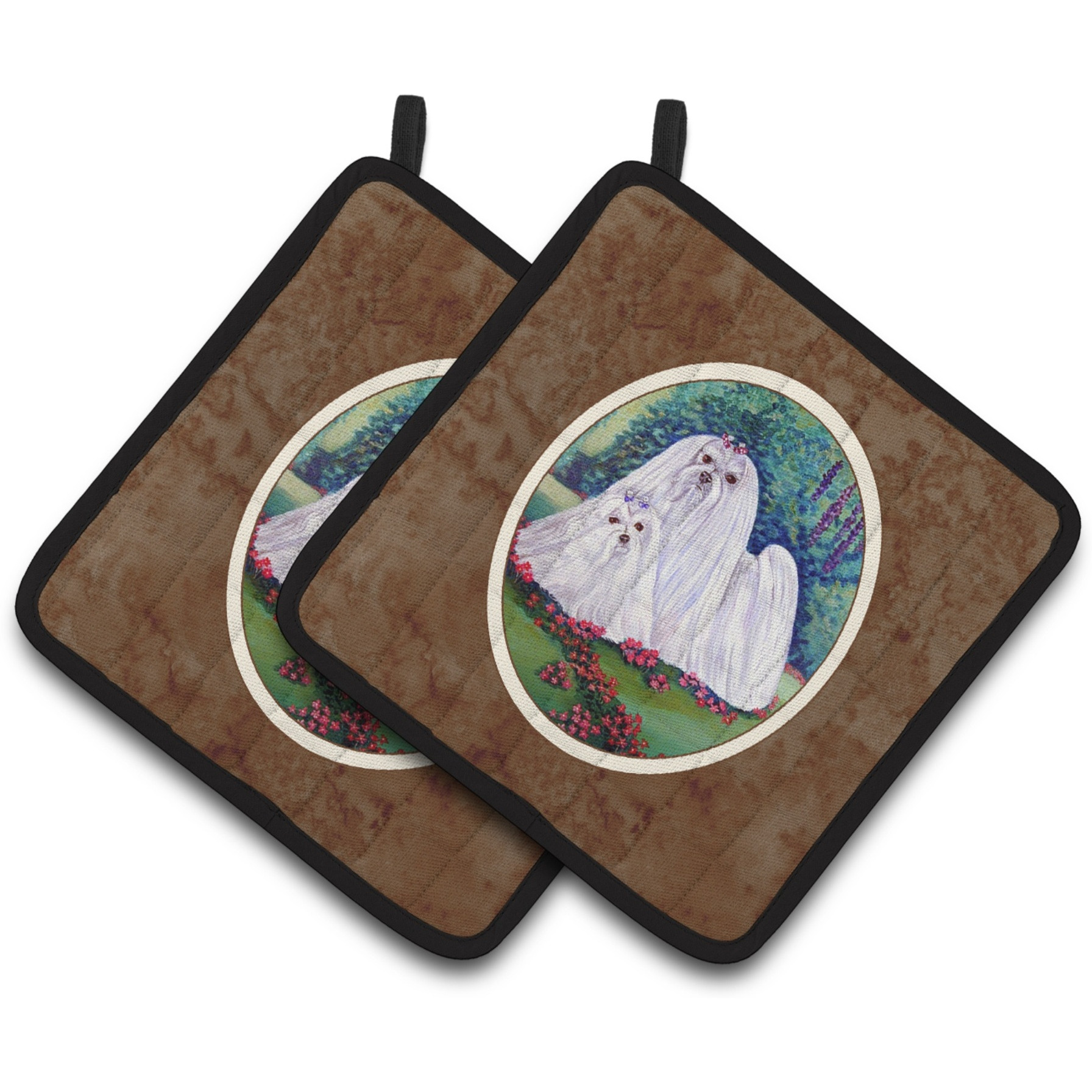 &quotCaroline's Treasures Maltese Momma & Puppy Pair of Pot Holders 7104PTHD, 7.5HX7.5W, Multicolor"