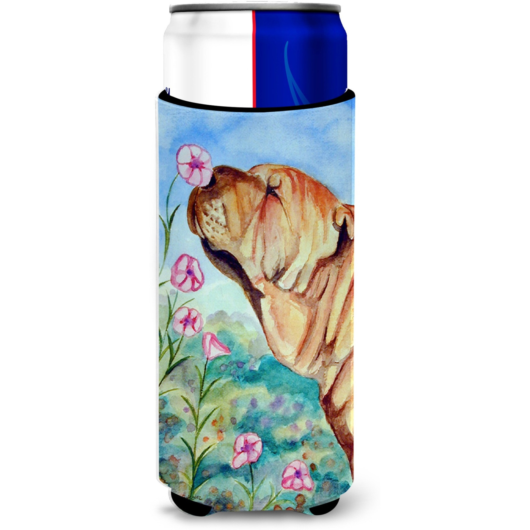 Shar Pei Smell the flowers Ultra Beverage Insulators for slim cans 7105MUK