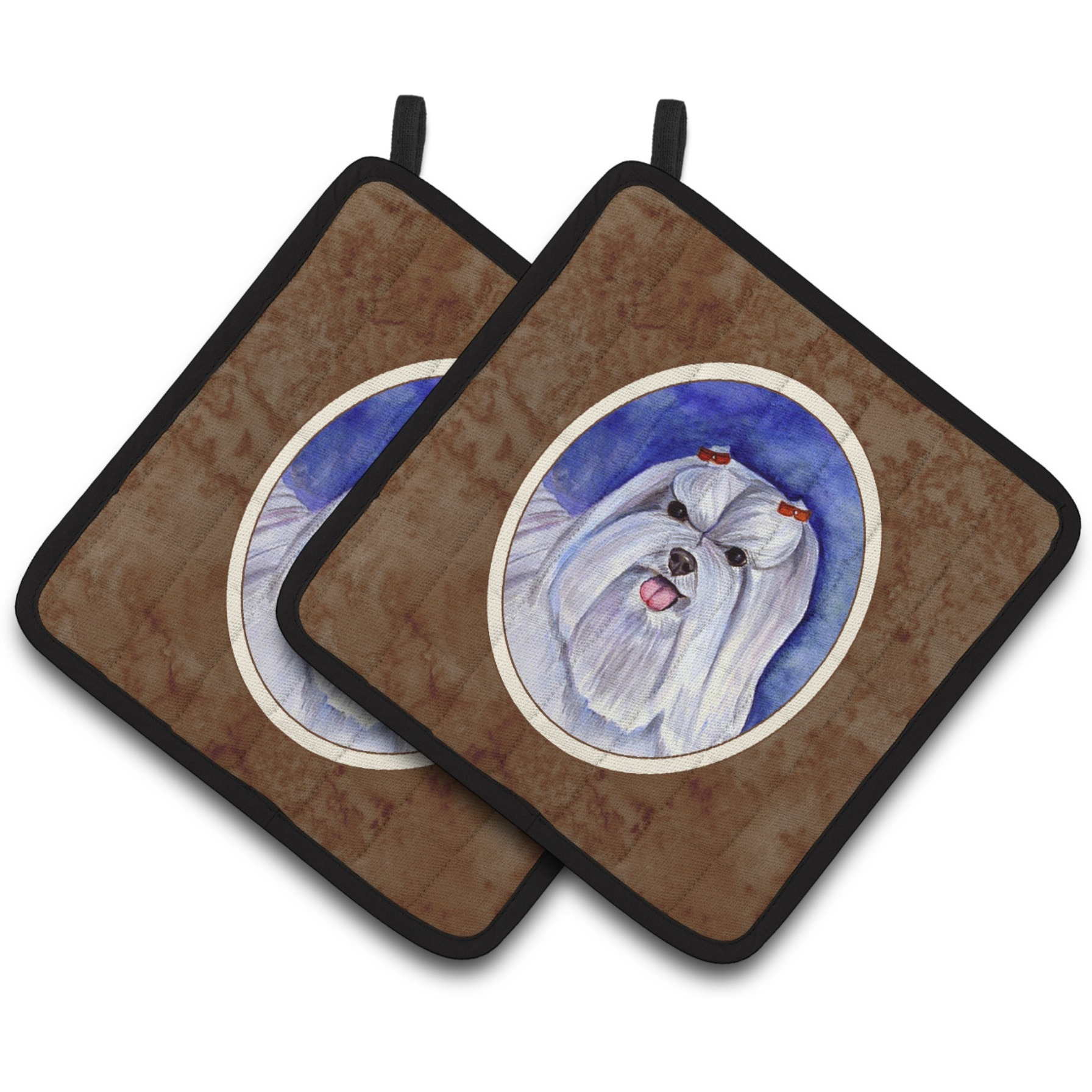 &quotCaroline's Treasures Maltese Pair of Pot Holders 7108PTHD, 7.5HX7.5W, Multicolor"