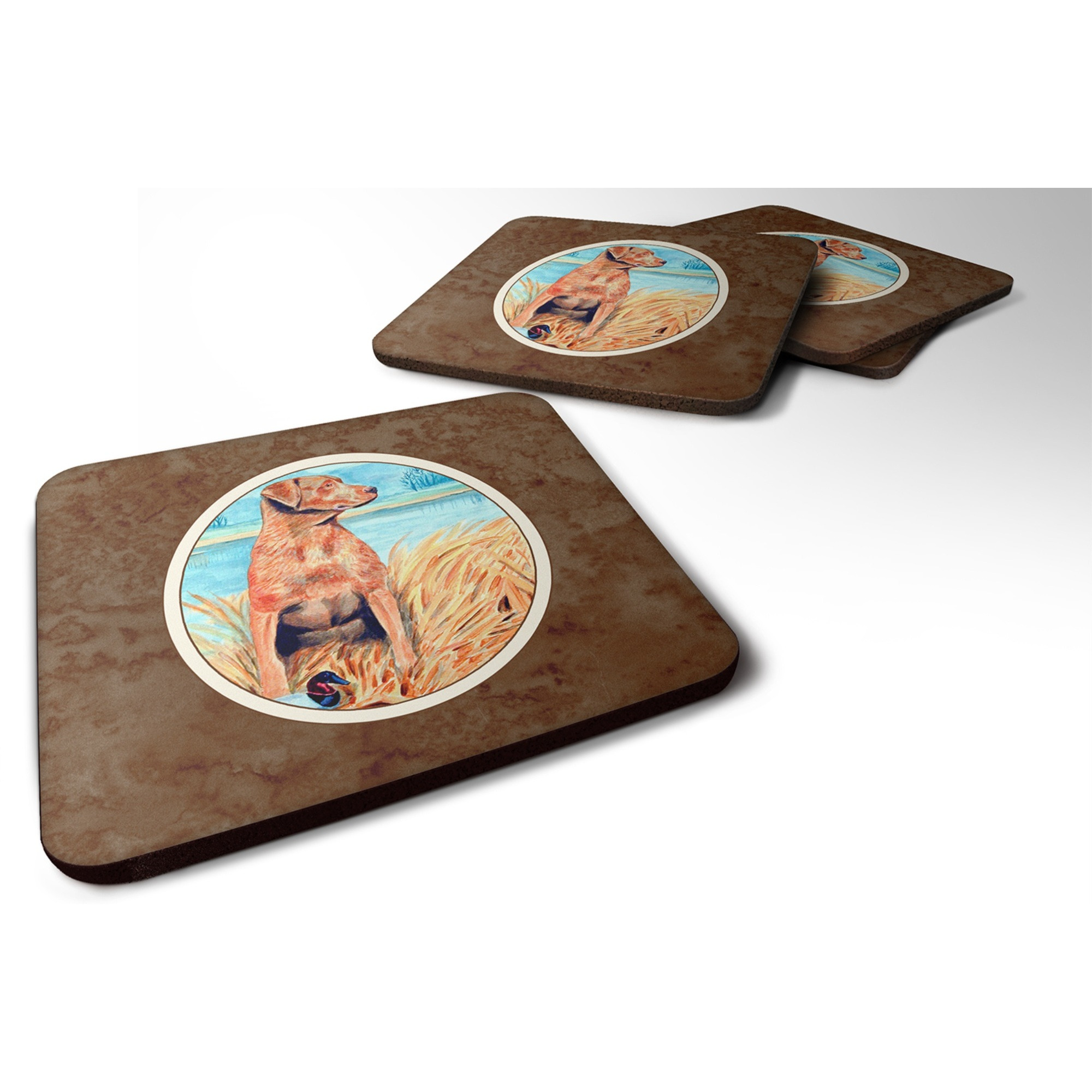 &quotCaroline's Treasures 7112FC Chesapeake Bay Retriever Foam Coasters (Set of 4), 3.5"", Multicolor"