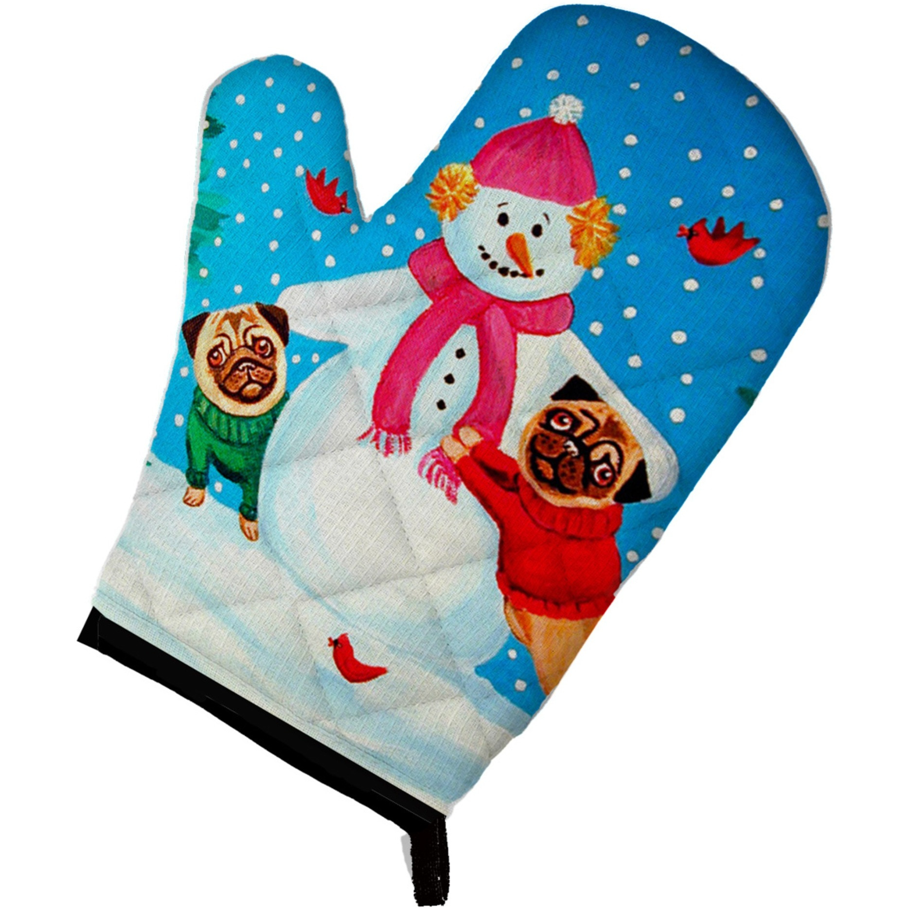 &quotCaroline's Treasures 7115OVMT Snowman with Pug Winter Snowman Oven Mitt, 12"" by 8.5"", Multicolor"