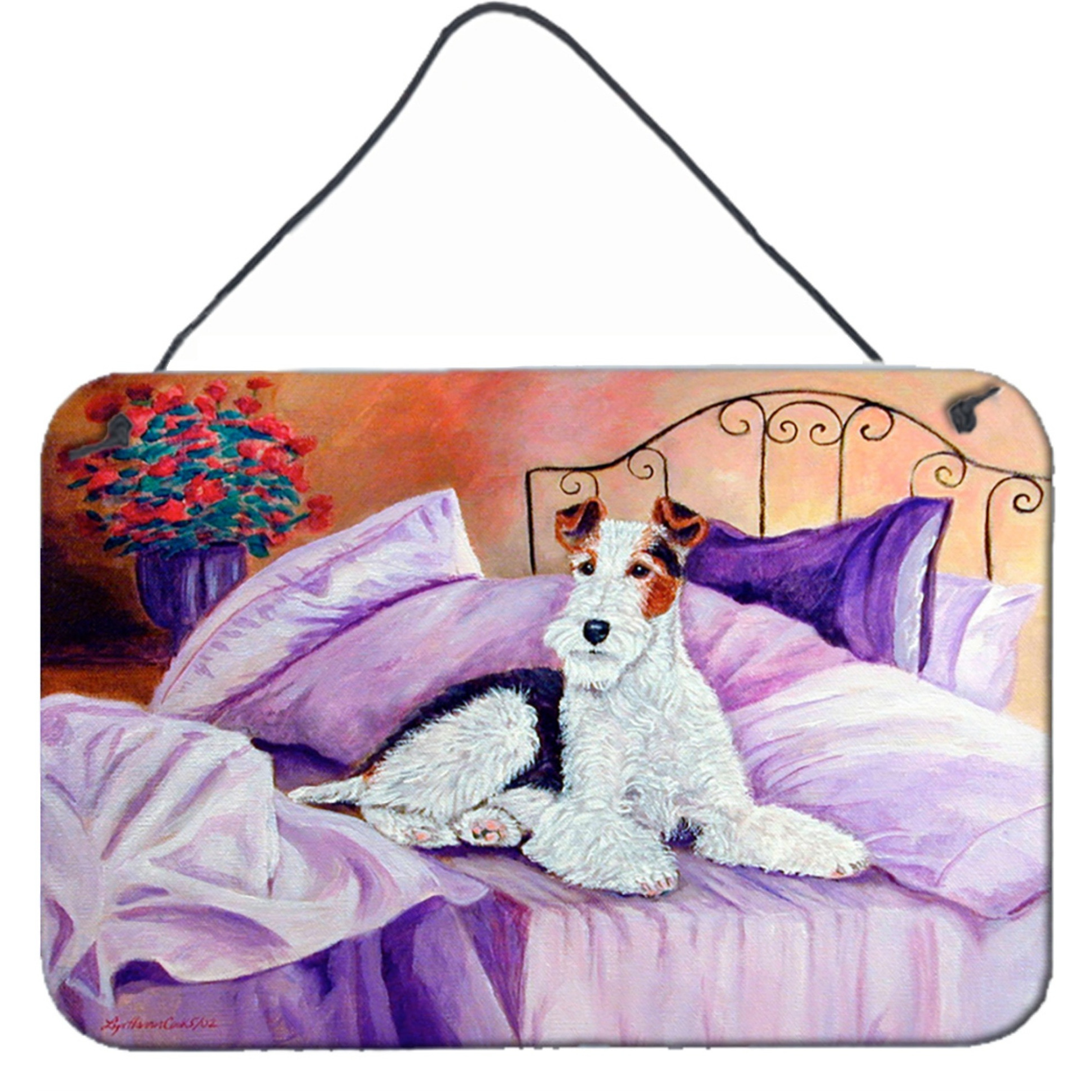 &quotCaroline's Treasures Fox Terrier Waiting on Mom Aluminum Metal Wall or Door Hanging Prints, 8 x 12"""