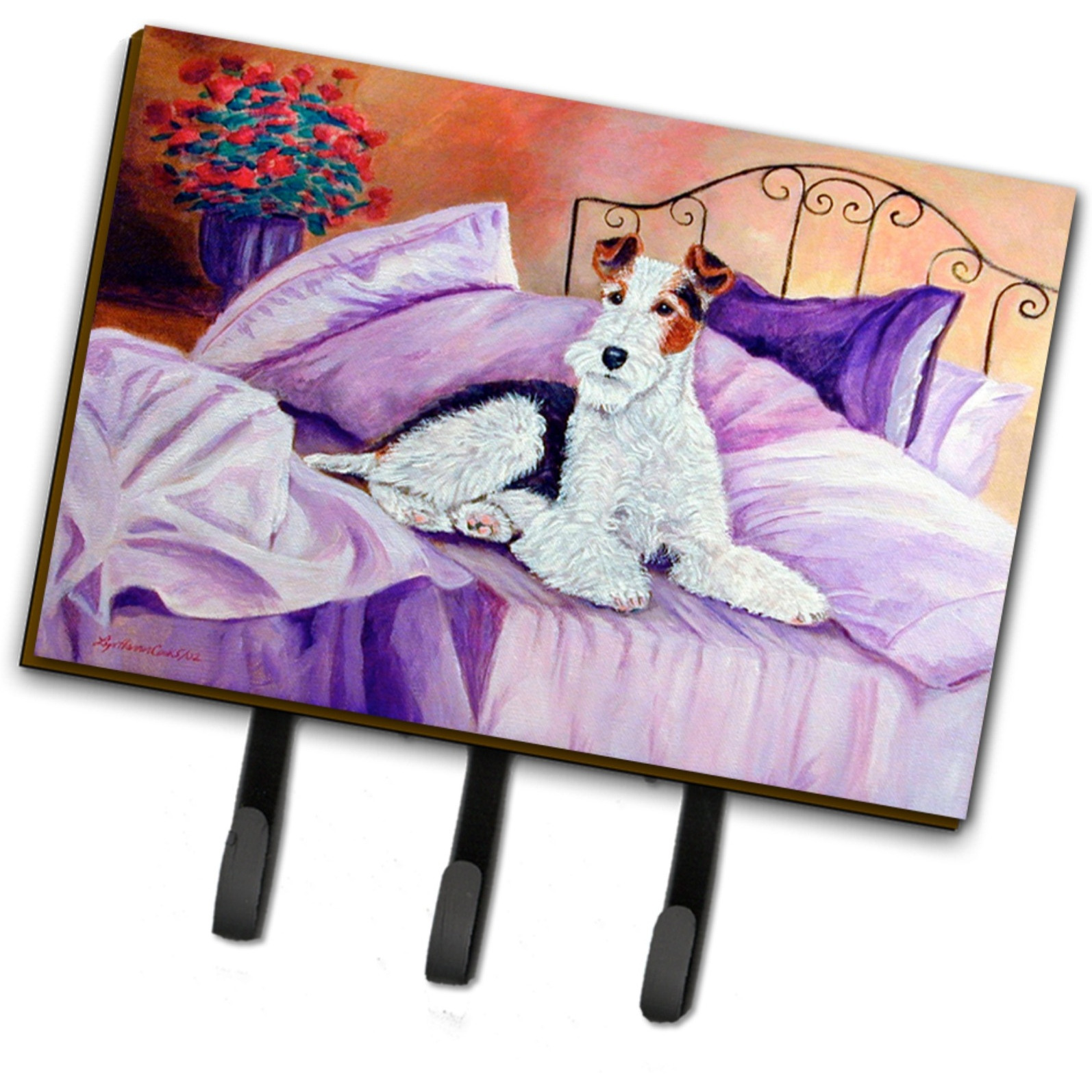 &quotCaroline's Treasures 7121TH68 Fox Terrier Waiting on Mom Leash Holder or Key Hook, Large, Multicolor"