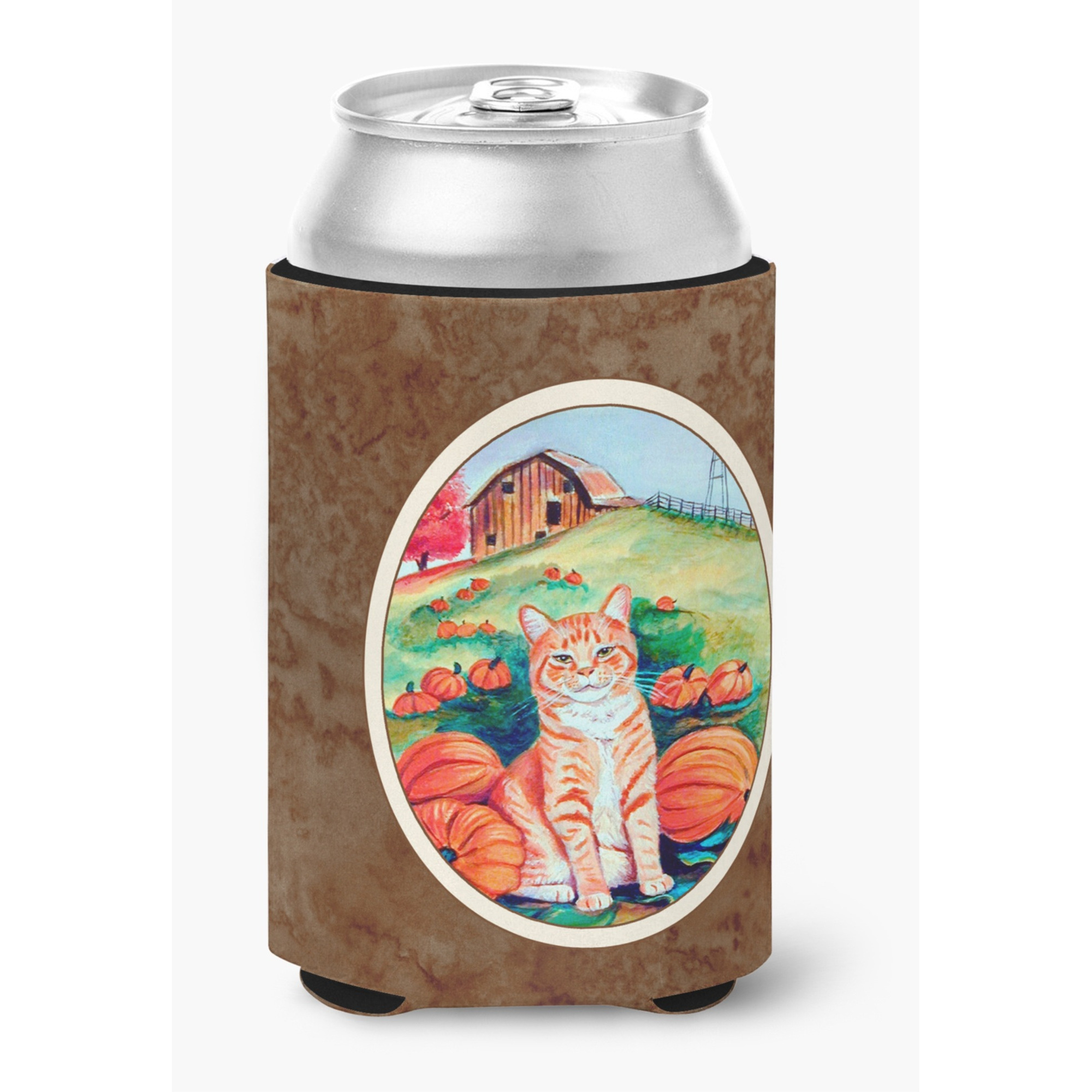 &quotCaroline's Treasures 7123CC Tabby Cat In Pumpkins Can Or Bottle Hugger, Multicolor"