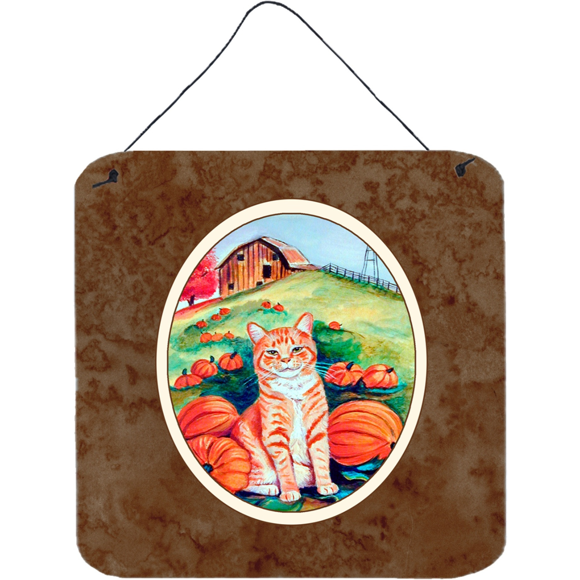 &quotCaroline's Treasures Tabby Cat in Pumpins Wall or Door Hanging Prints 7123DS66, 6HX6W, Multicolor"