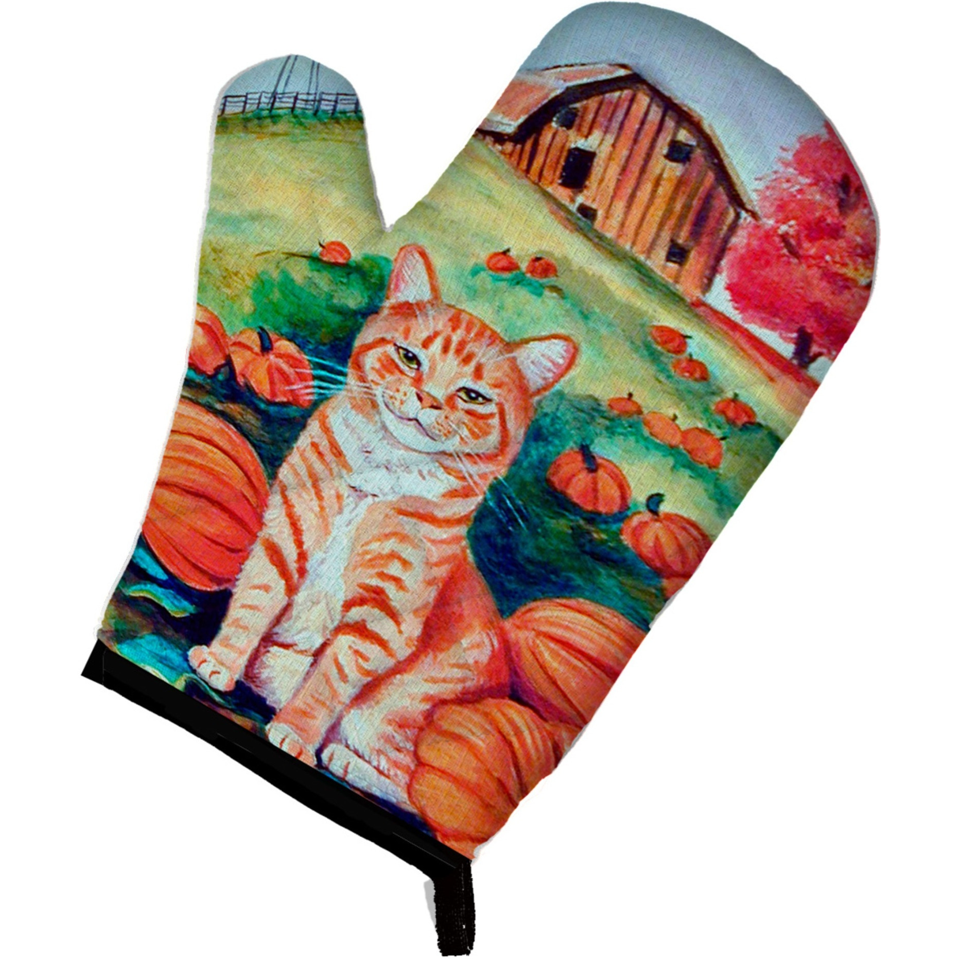 &quotCaroline's Treasures 7123OVMT Tabby Cat in Pumpins Oven Mitt, 12"" by 8.5"", Multicolor"