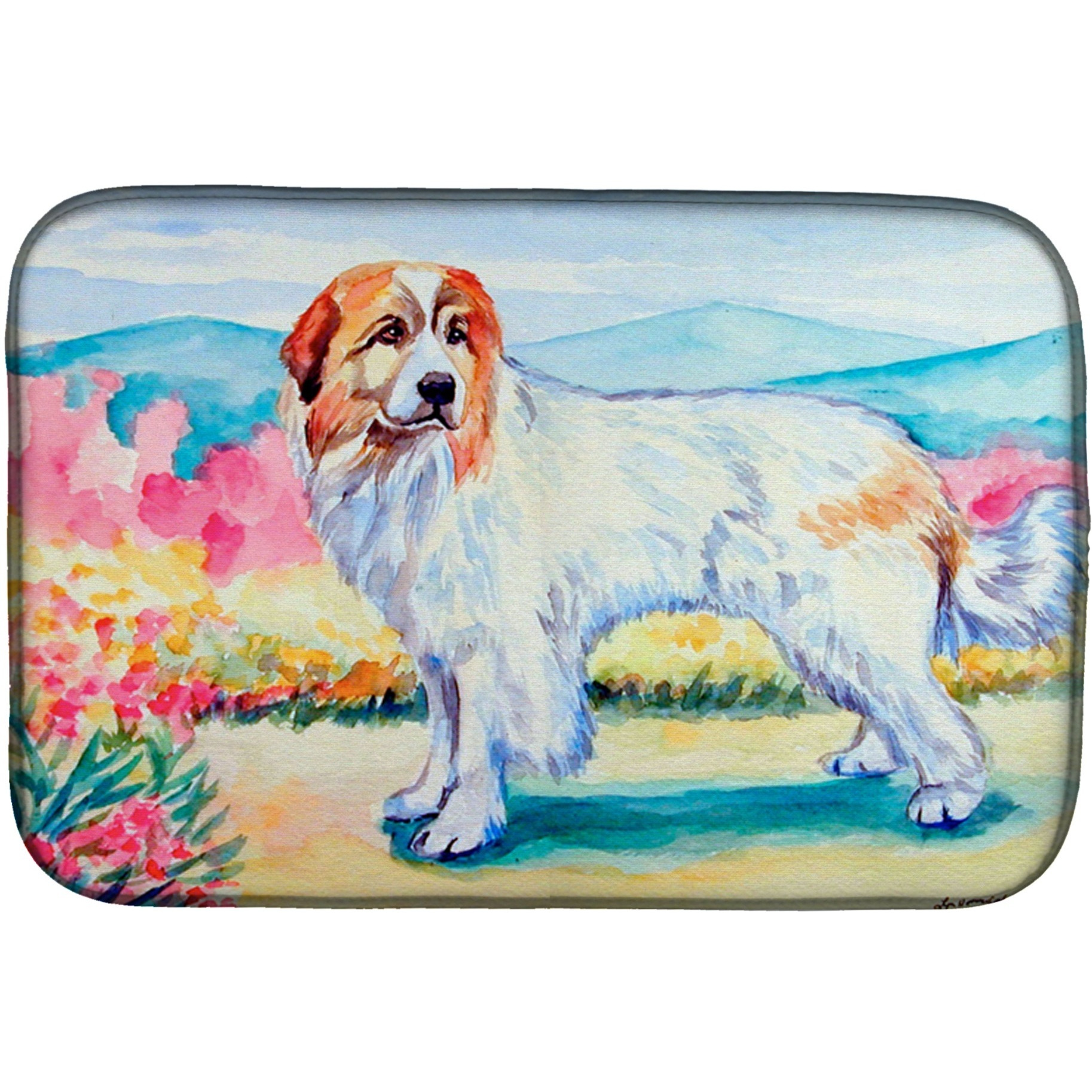 &quotCaroline's Treasures Pyrenees Dish Drying Mat, 14"" x 21"", Multicolor"