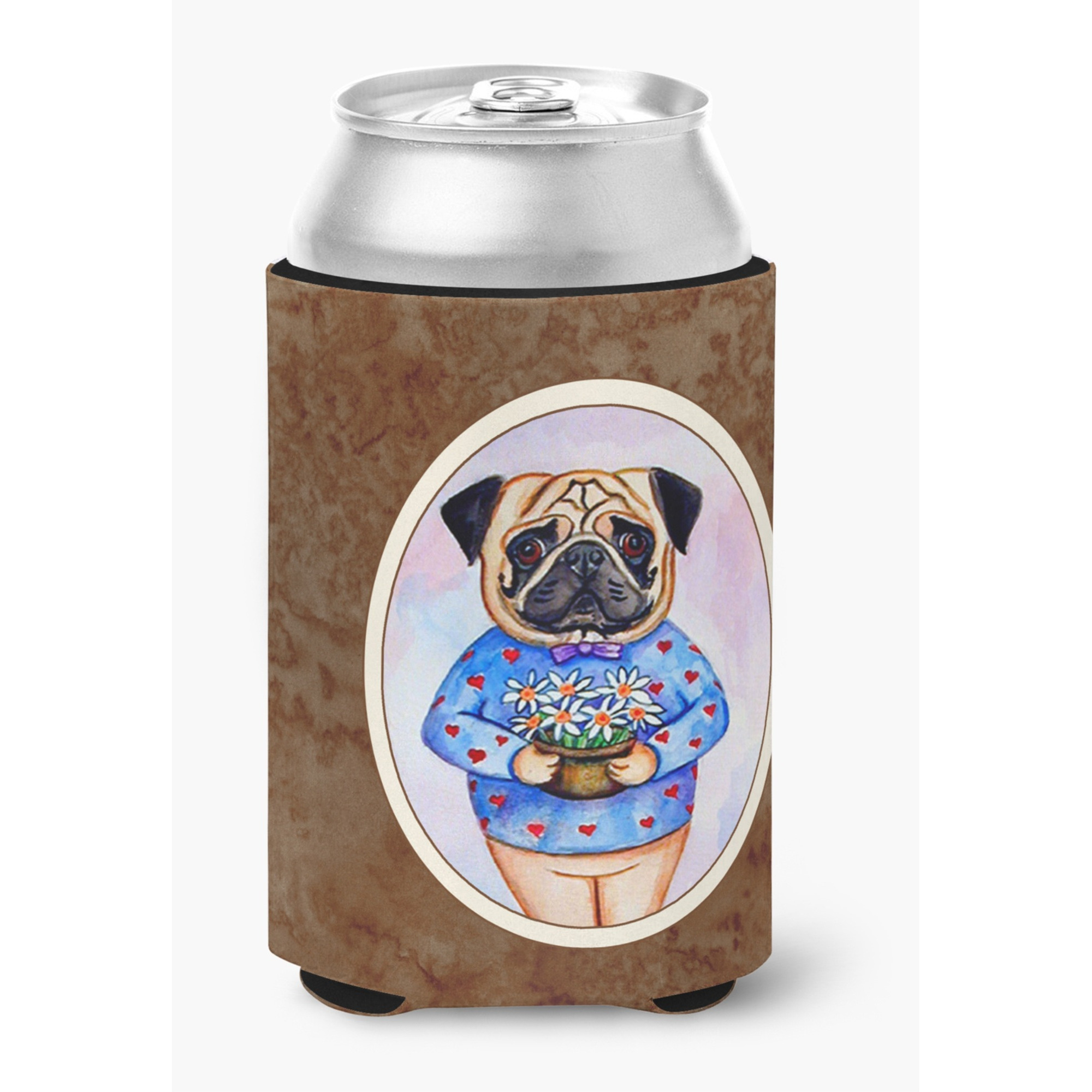 &quotCaroline's Treasures 7132CC Pug Valentine's Hearts Can Or Bottle Hugger, Multicolor"