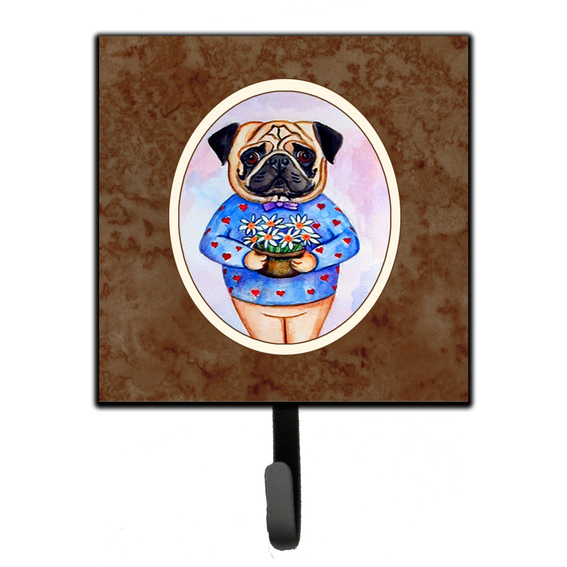 &quotCaroline's Treasures Pug Valentine's Hearts Leash or Key Holder 7132SH4, Small, Multicolor"