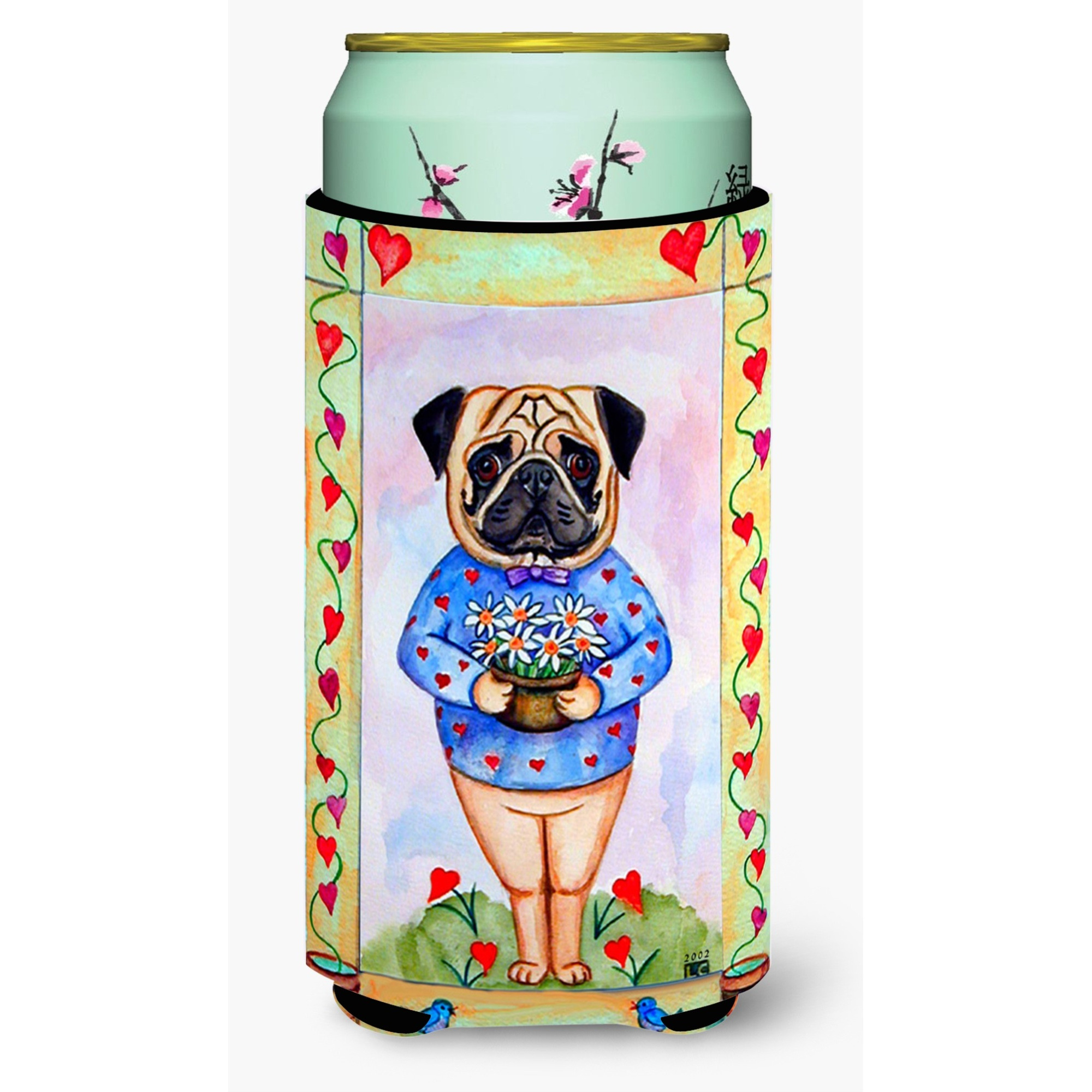 Pug Valentine's Hearts  Tall Boy Beverage Insulator Beverage Insulator Hugger