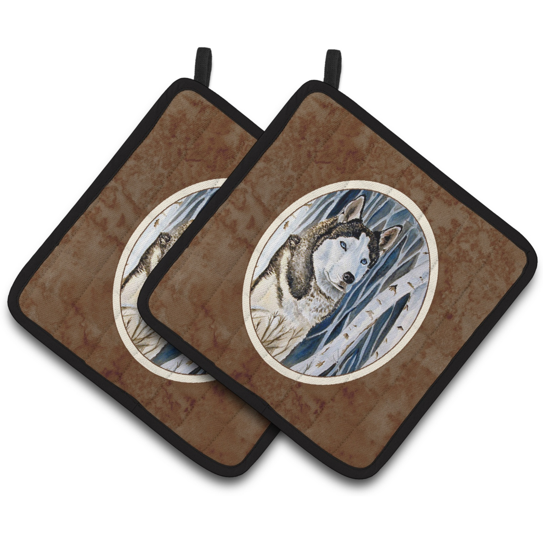 &quotCaroline's Treasures Siberian Husky Pair of Pot Holders 7137PTHD, 7.5HX7.5W, Multicolor"