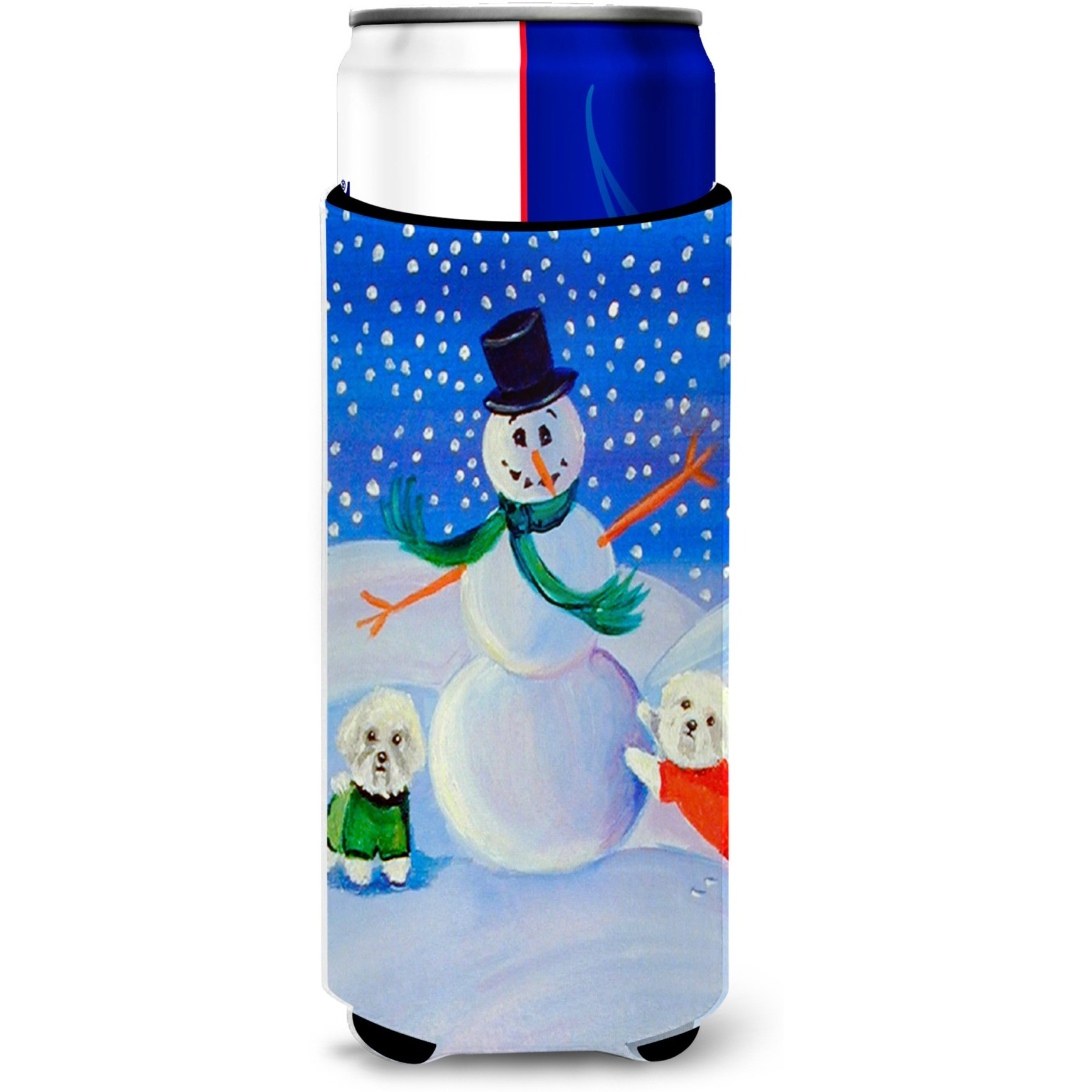 Snowman Bichon Frise Ultra Beverage Insulators for slim cans 7145MUK