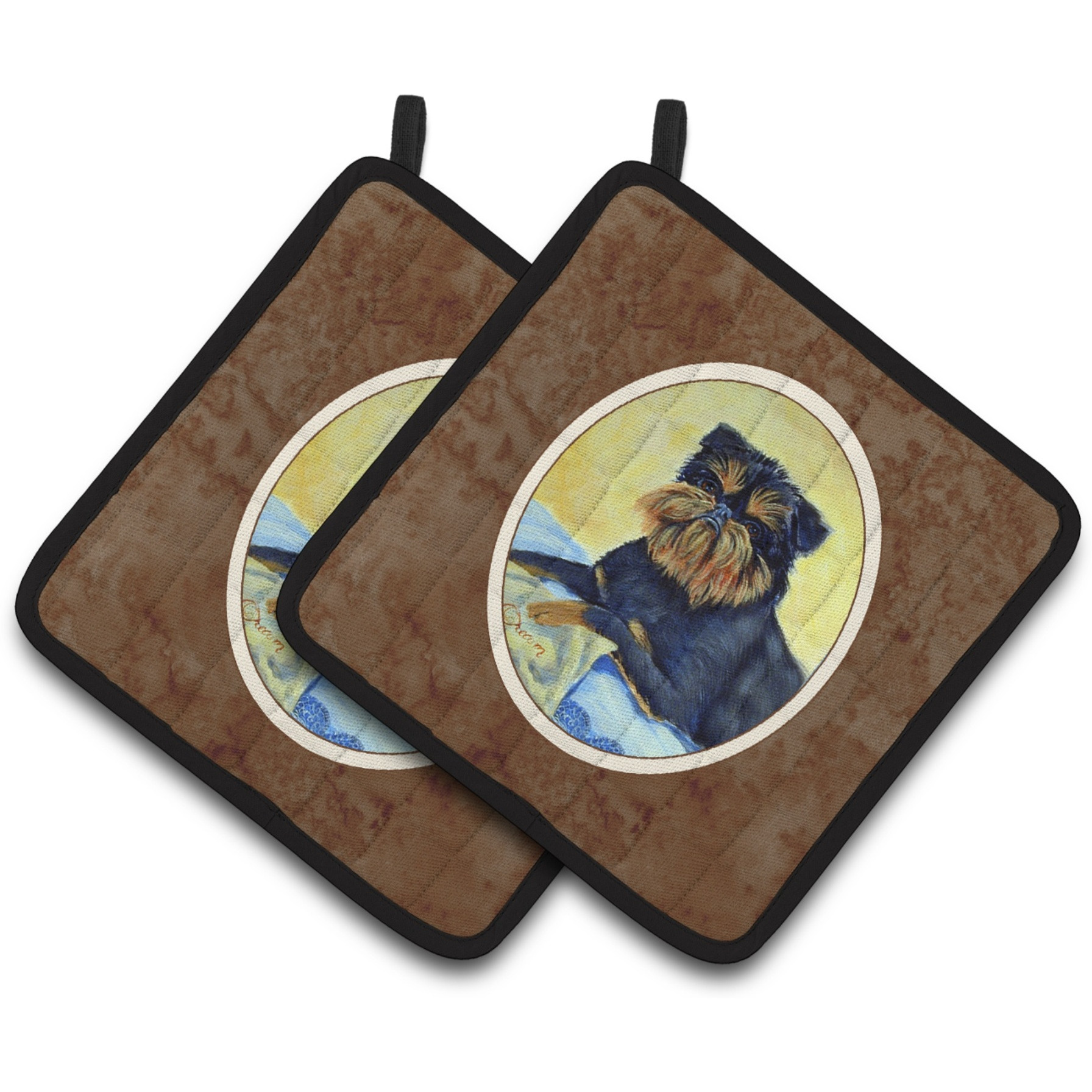 &quotCaroline's Treasures Brussels Griffon Pair of Pot Holders 7146PTHD, 7.5HX7.5W, Multicolor"