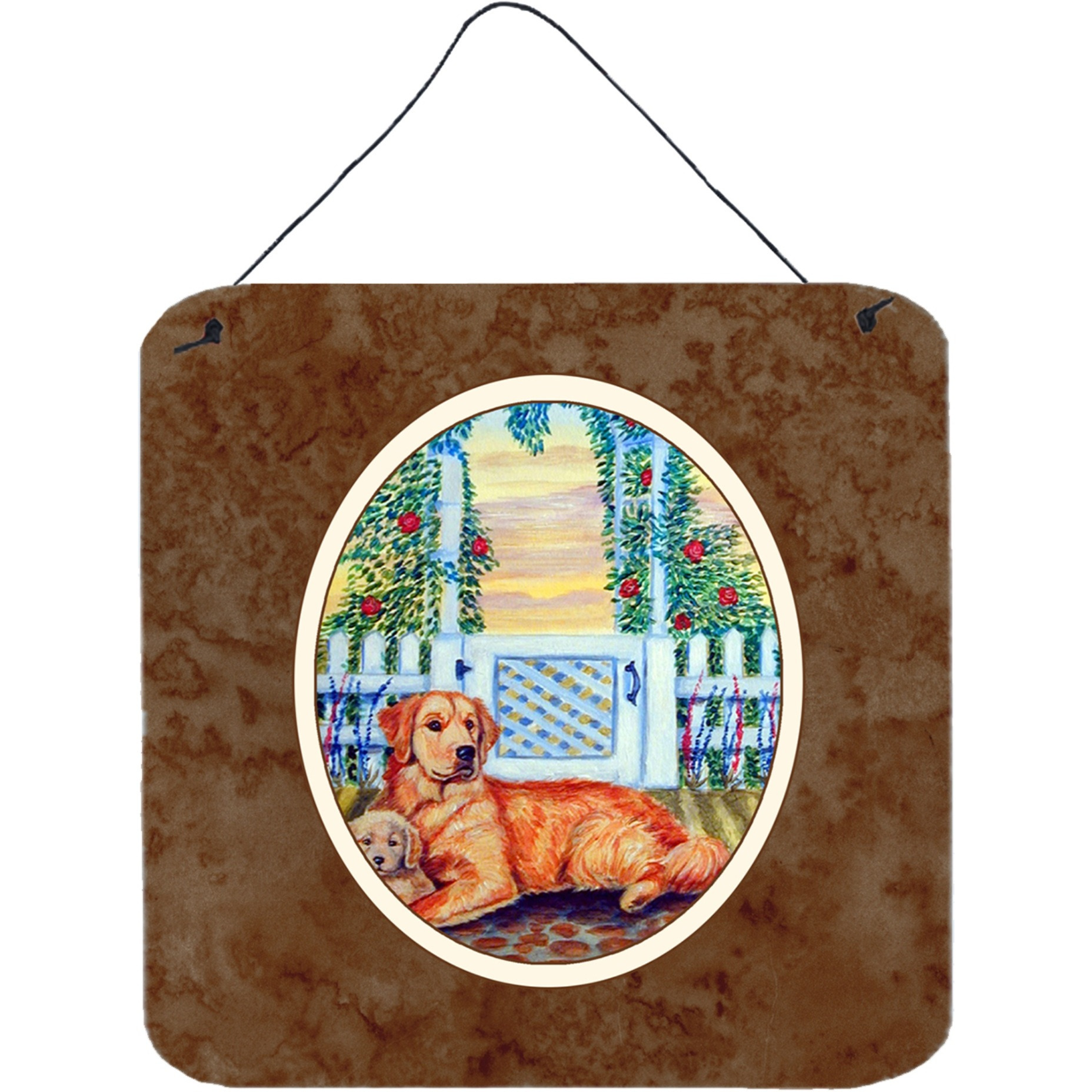 &quotCaroline's Treasures Golden Retriever and puppy at the fence Wall or Door Hanging Prints 7148DS66, 6HX6W, Multicolor"