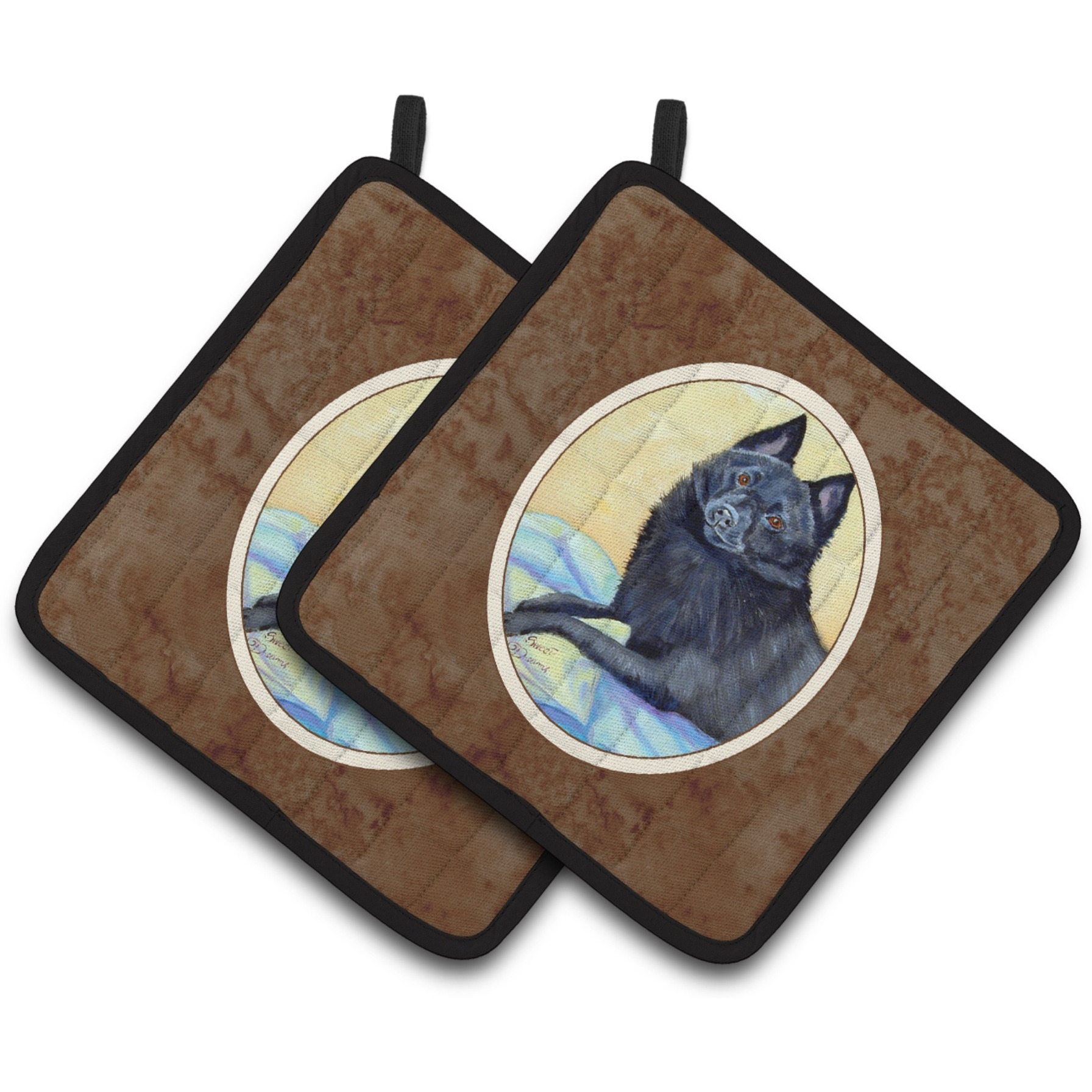 &quotCaroline's Treasures Schipperke Sweet Dreams Pair of Pot Holders 7152PTHD, 7.5HX7.5W, Multicolor"