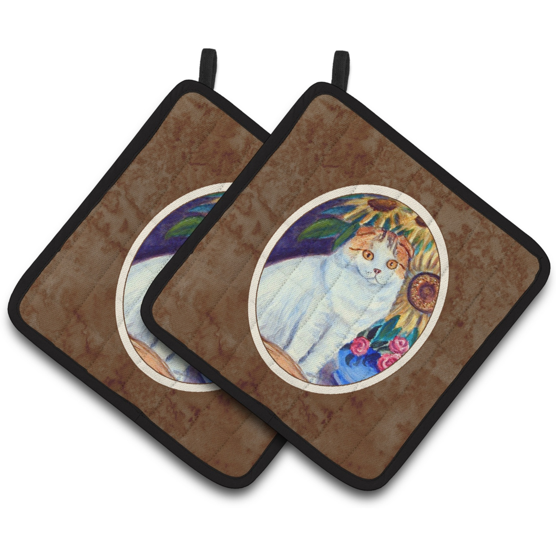 &quotCaroline's Treasures Cat Pair of Pot Holders 7153PTHD, 7.5HX7.5W, Multicolor"