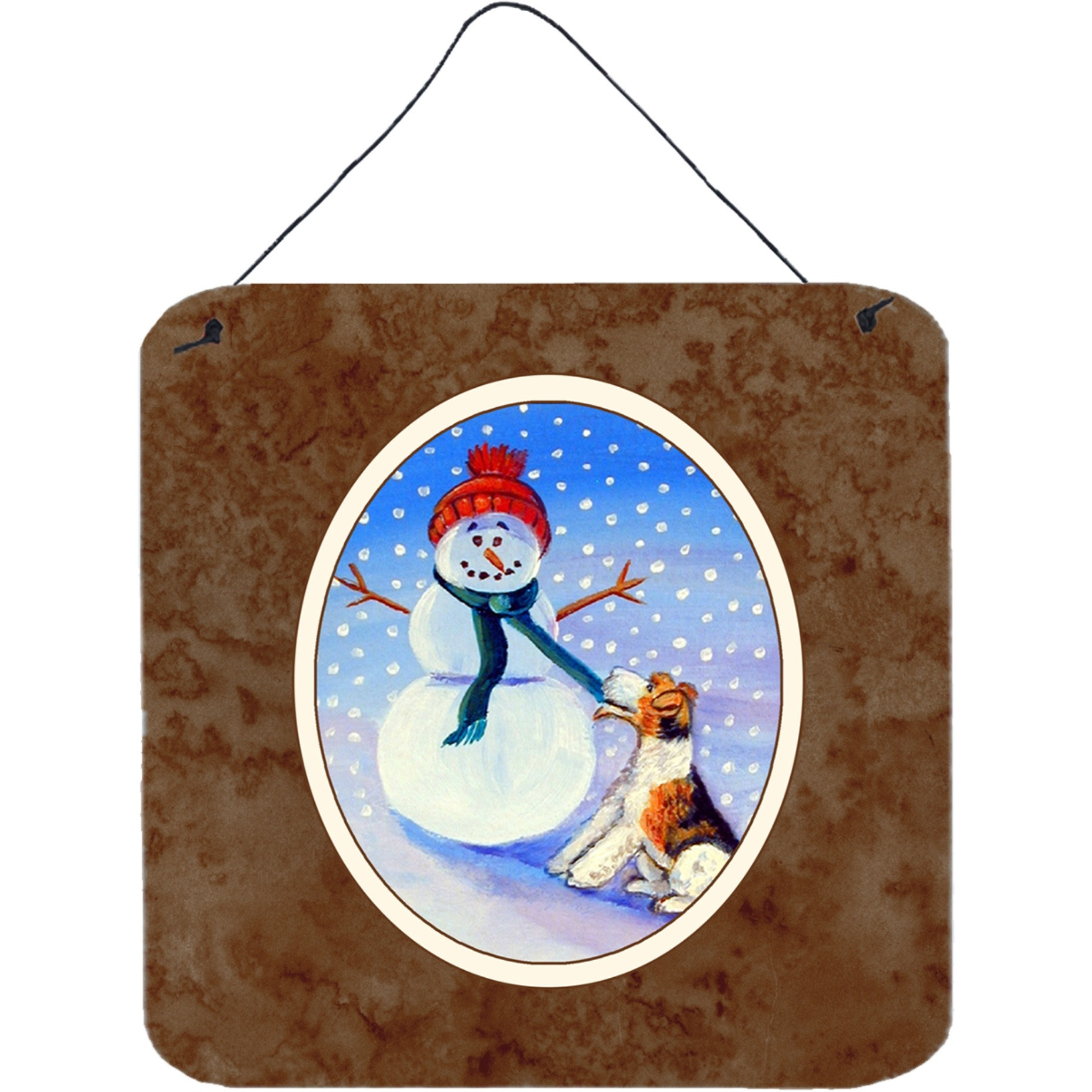 &quotCaroline's Treasures Snowman with Fox Terrier Wall or Door Hanging Prints 7156DS66, 6HX6W, Multicolor"