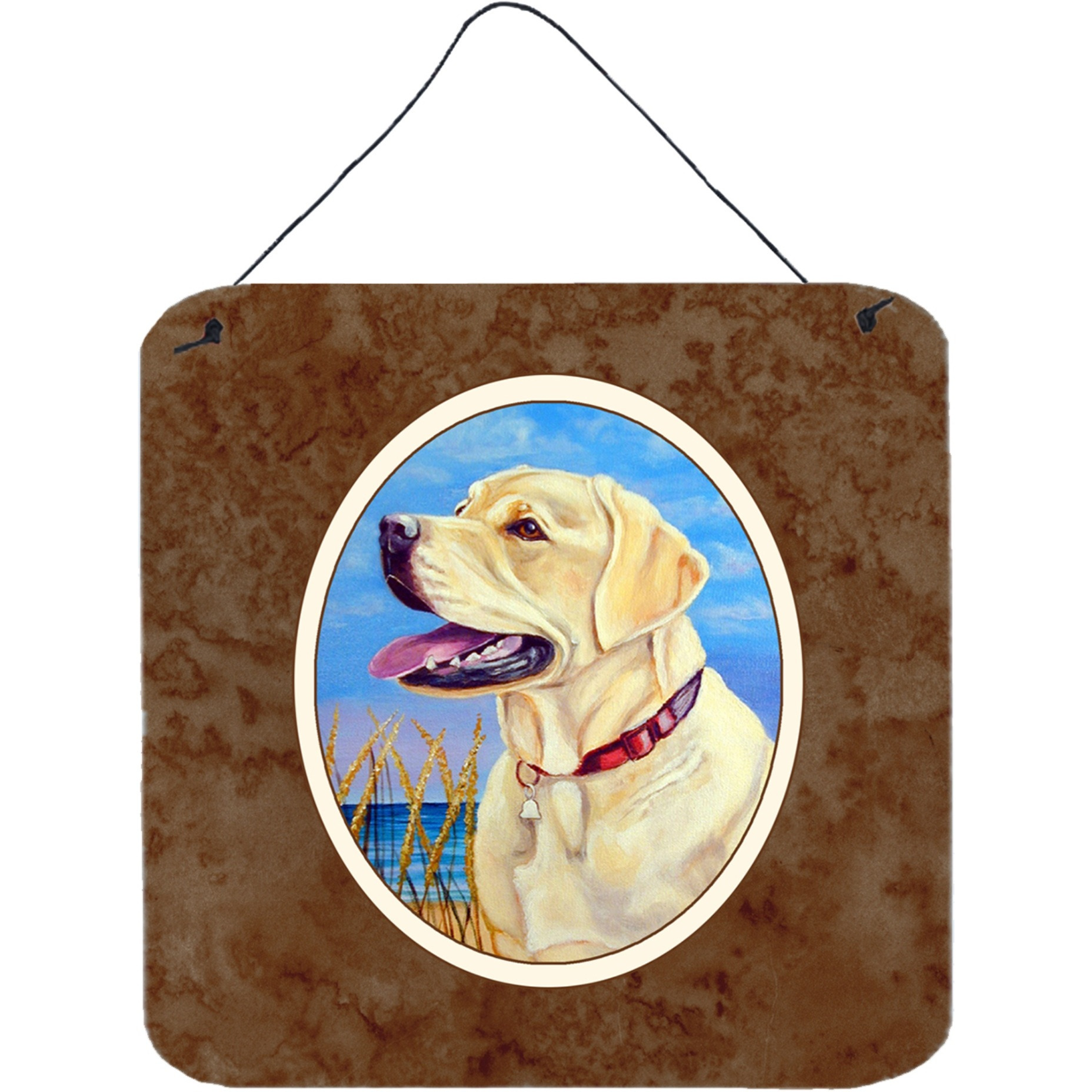 &quotCaroline's Treasures Yellow Labrador at the Beach Wall or Door Hanging Prints 7158DS66, 6"" x 6"", Multicolor"
