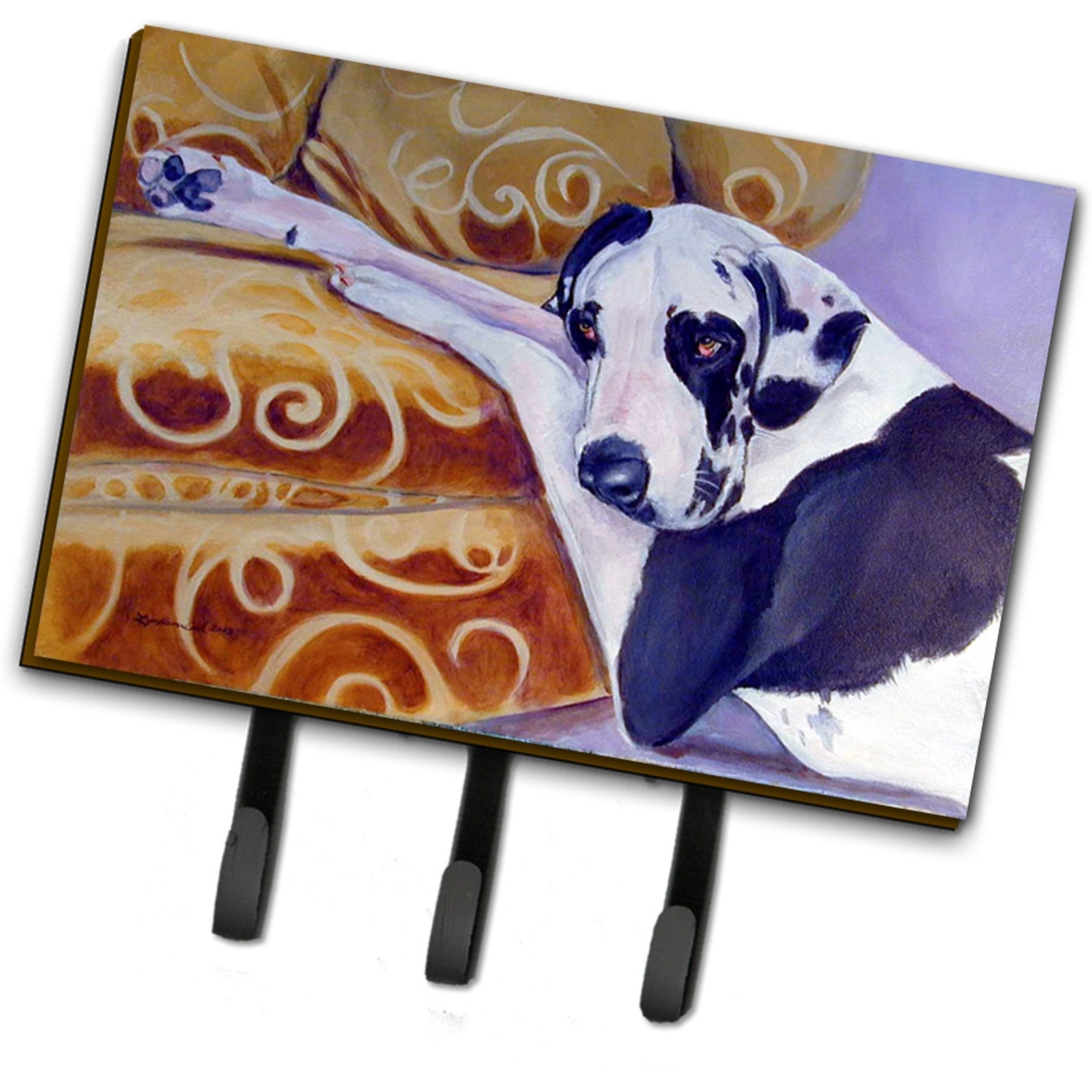 &quotCaroline's Treasures 7162TH68 Harlequin Natural Great Dane Leash Holder or Key Hook, Large, Multicolor"