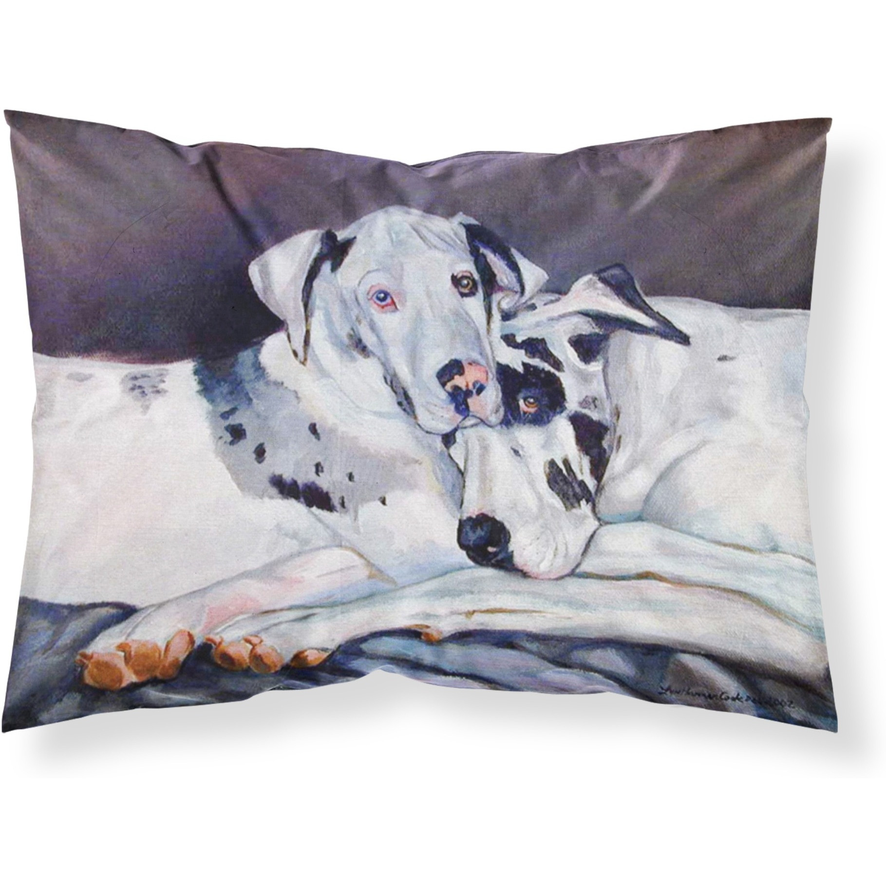 &quotCaroline's Treasures 7163PILLOWCASE Harlequin Natural Great Danes Moisture Wicking Fabric Standard Pillowcase, Large, Multicolor"