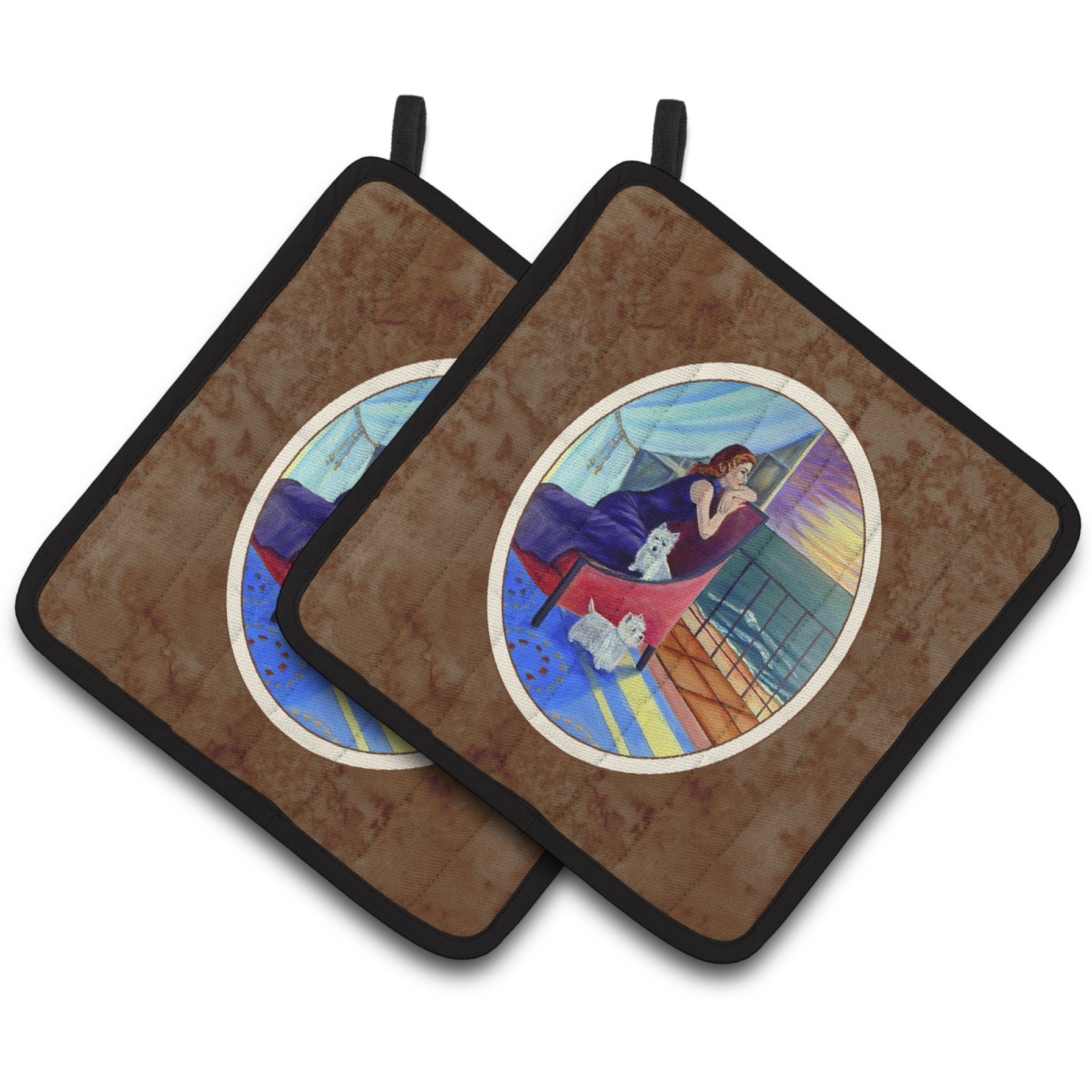 &quotCaroline's Treasures Lady with Her Westie Pair of Pot Holders 7167PTHD, 7.5HX7.5W, Multicolor"